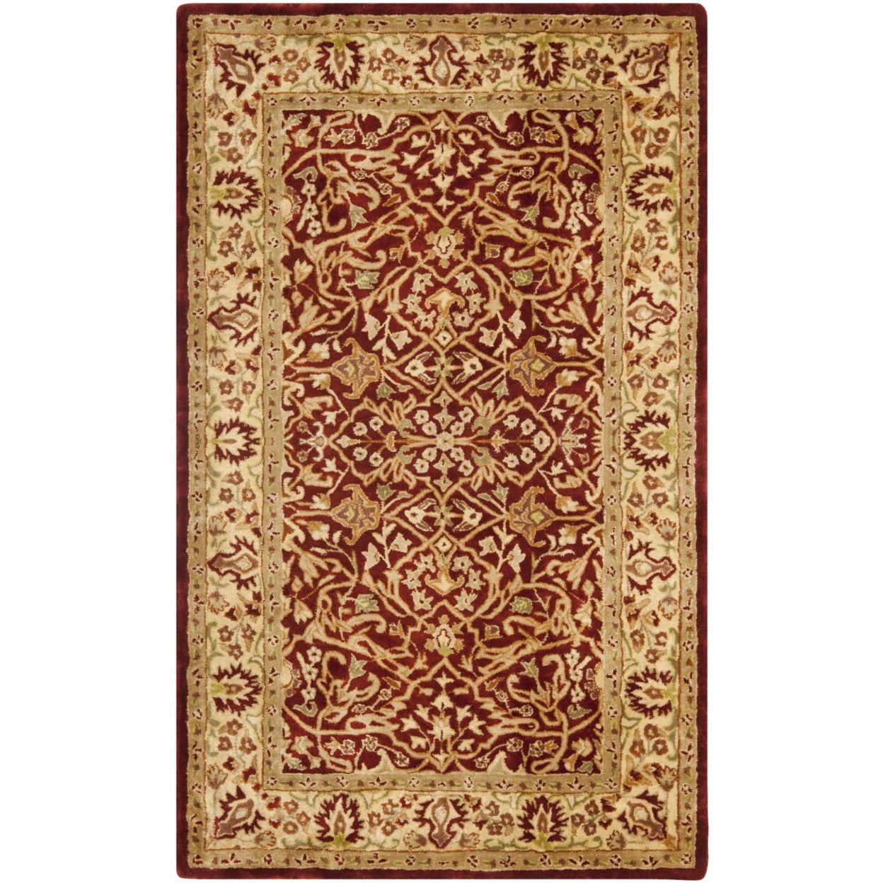 Ivory and Rust Hand-Tufted Wool Persian Area Rug 3' x 5'