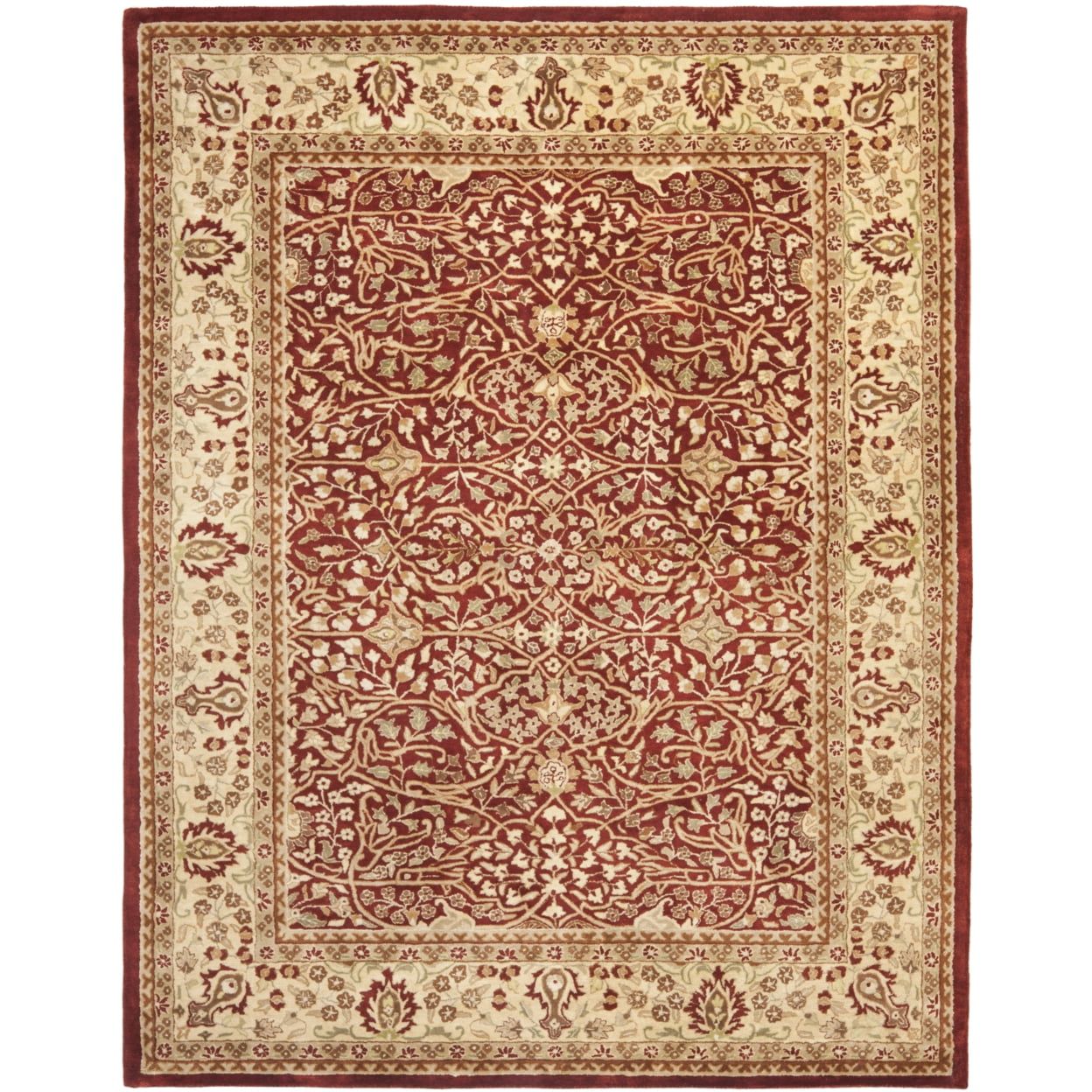 Ivory and Rust Hand-Tufted Wool 8' x 10' Persian Rug