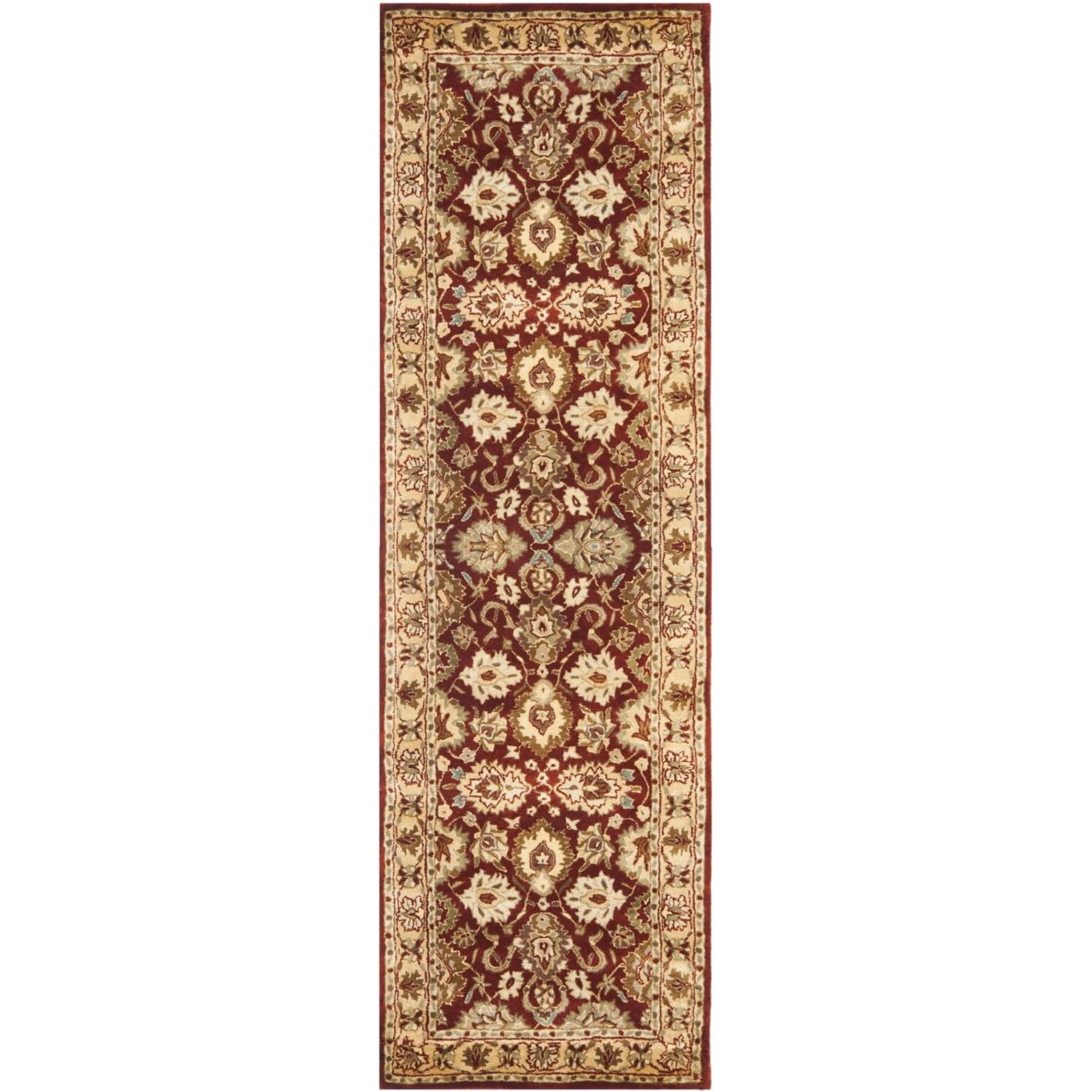 Ivory and Rust Persian Hand-Tufted Wool Runner Rug