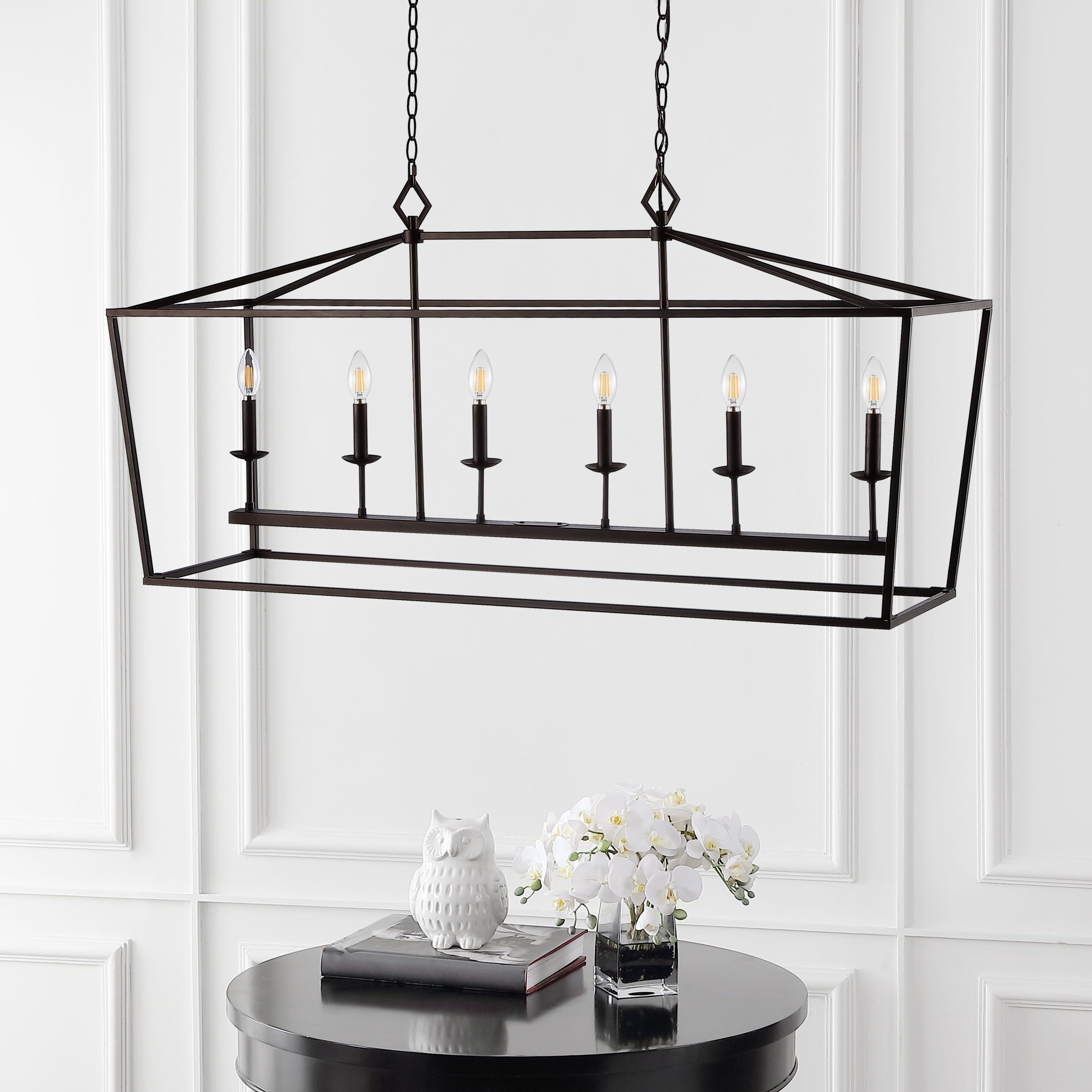 Contemporary Prener 6-Light Industrial Pendant in Oil-Rubbed Bronze Black