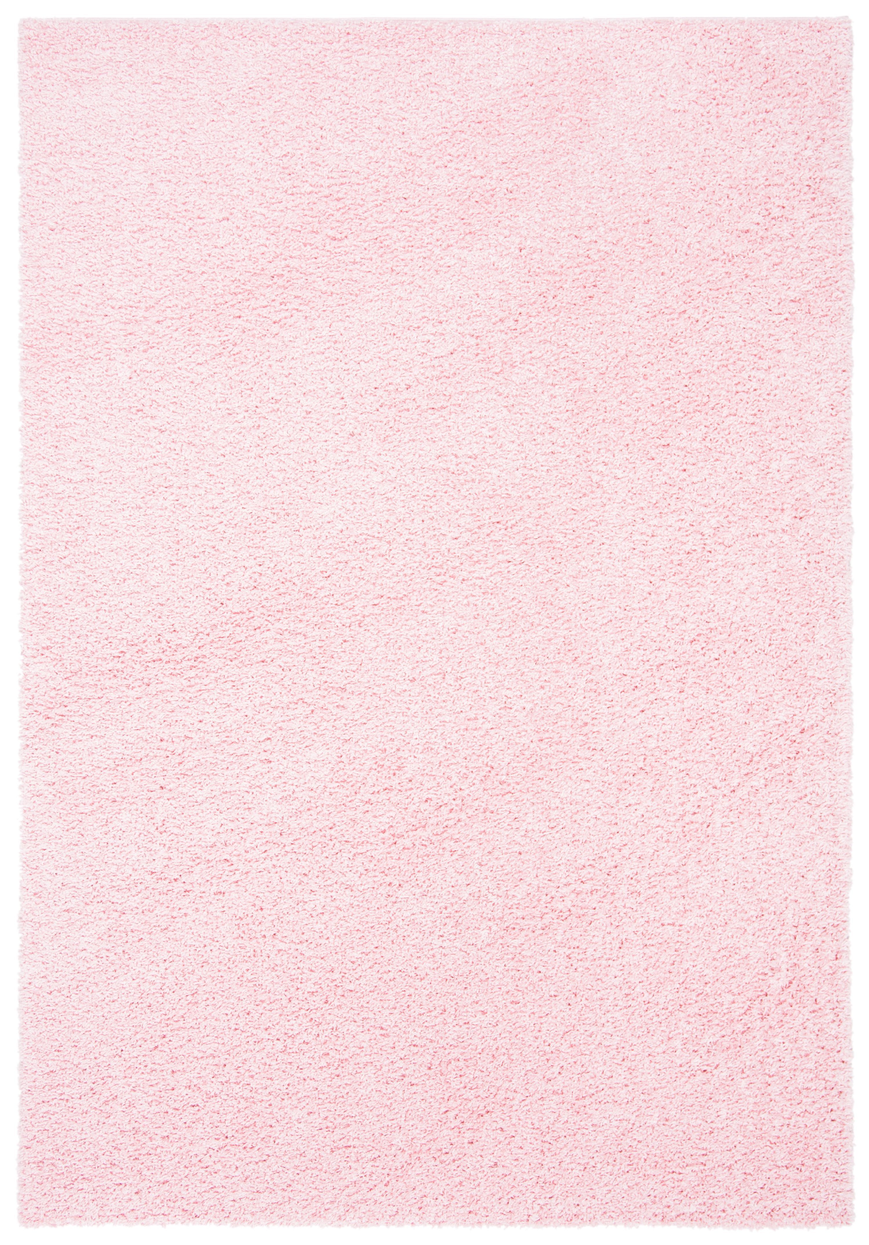 Light Pink 4' x 6' Solid Shag Synthetic Area Rug