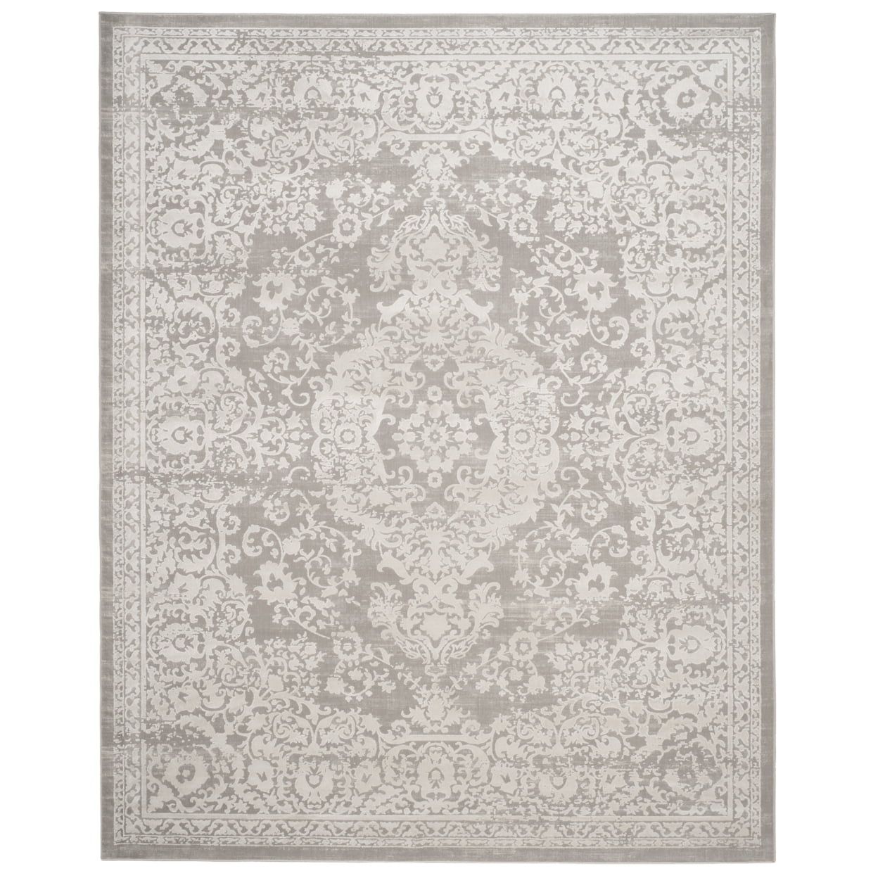 Elegant Gray Cotton Blend 9' x 12' Rectangular Area Rug