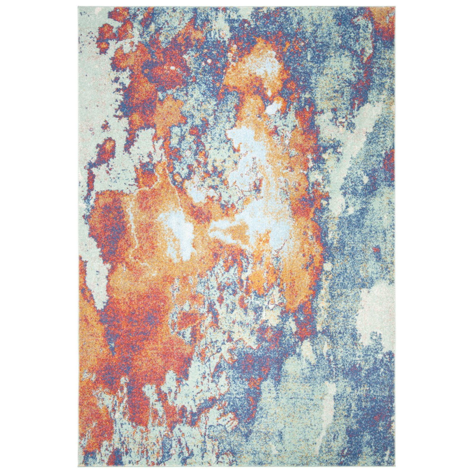 Modern Prism Cream/Aqua 8' x 10' Abstract Synthetic Area Rug