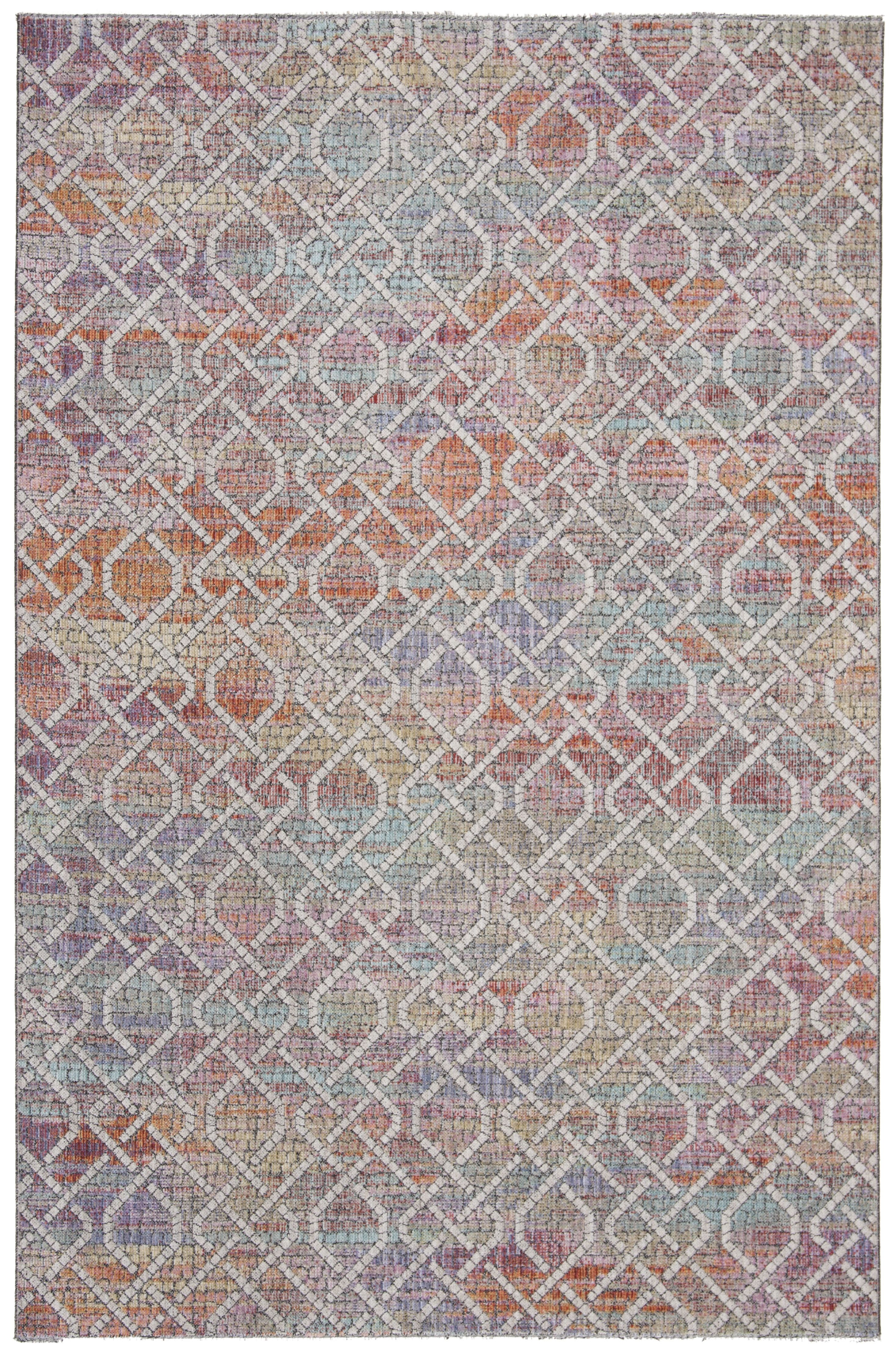 SAFAVIEH Provance Aubrey Geometric Area Rug, Cream/Orange, 5'3" x 7'6"