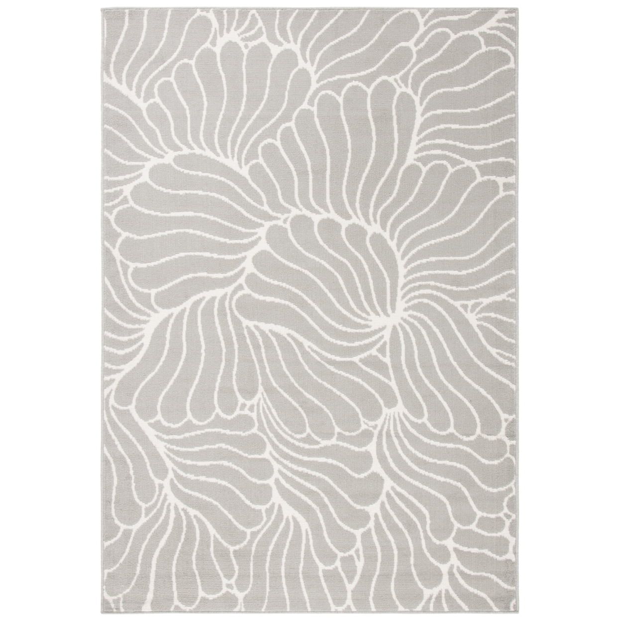 Gray and Ivory Abstract Synthetic 4' x 6' Area Rug