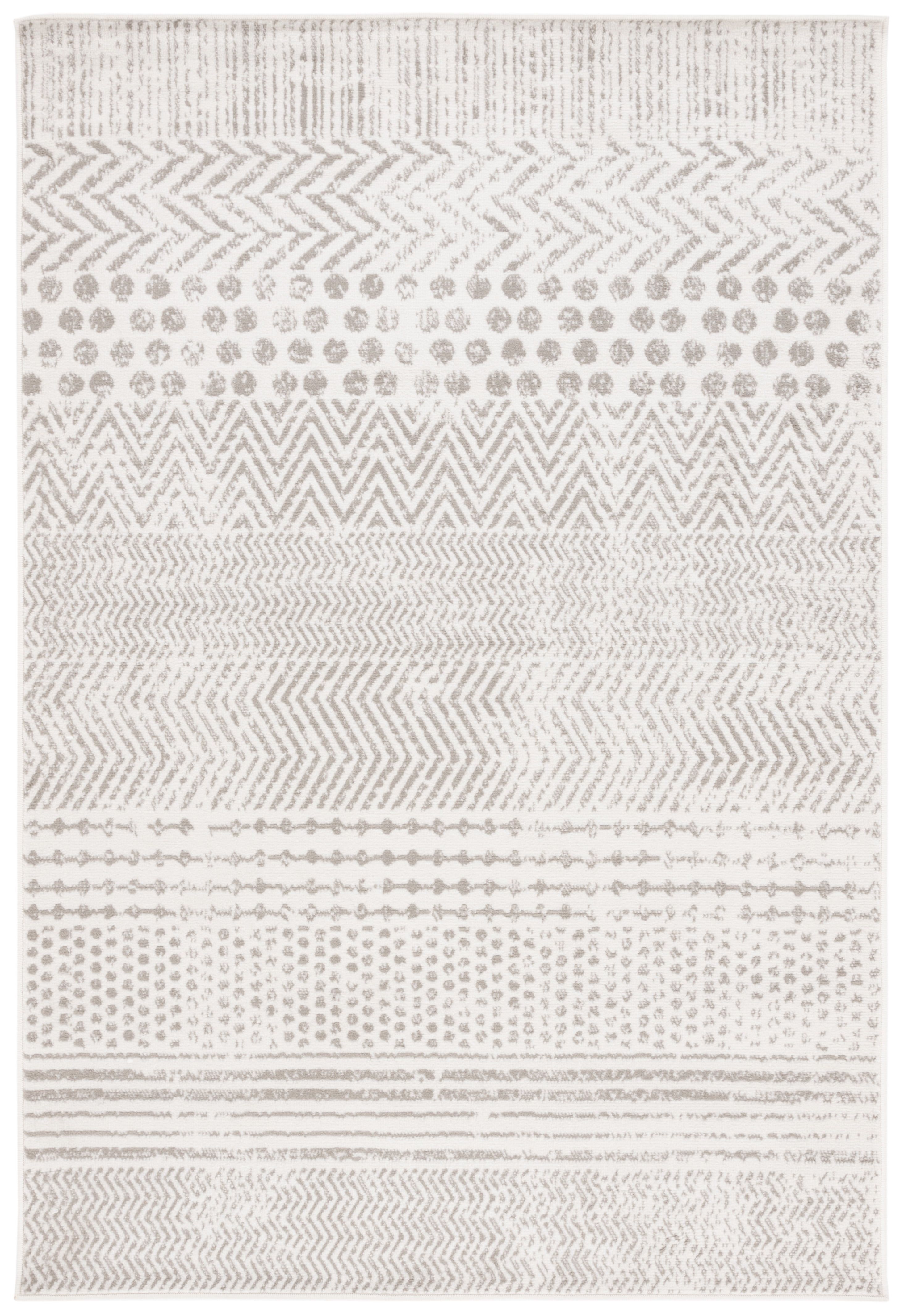 Ivory Geometric Medium Pile Synthetic Area Rug, 3' x 5'