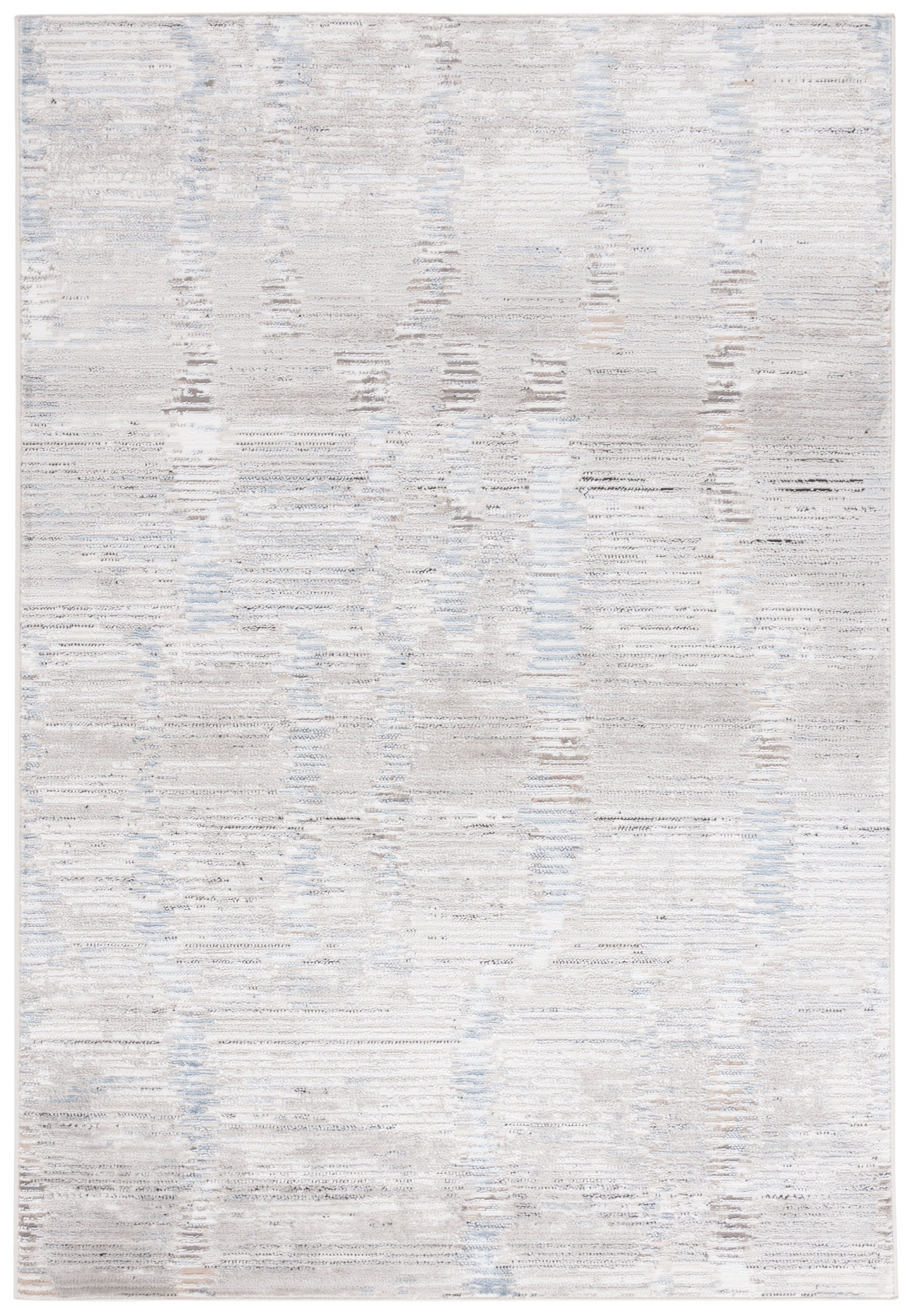 Ivory and Light Grey 4' x 6' Stain-Resistant Synthetic Rug