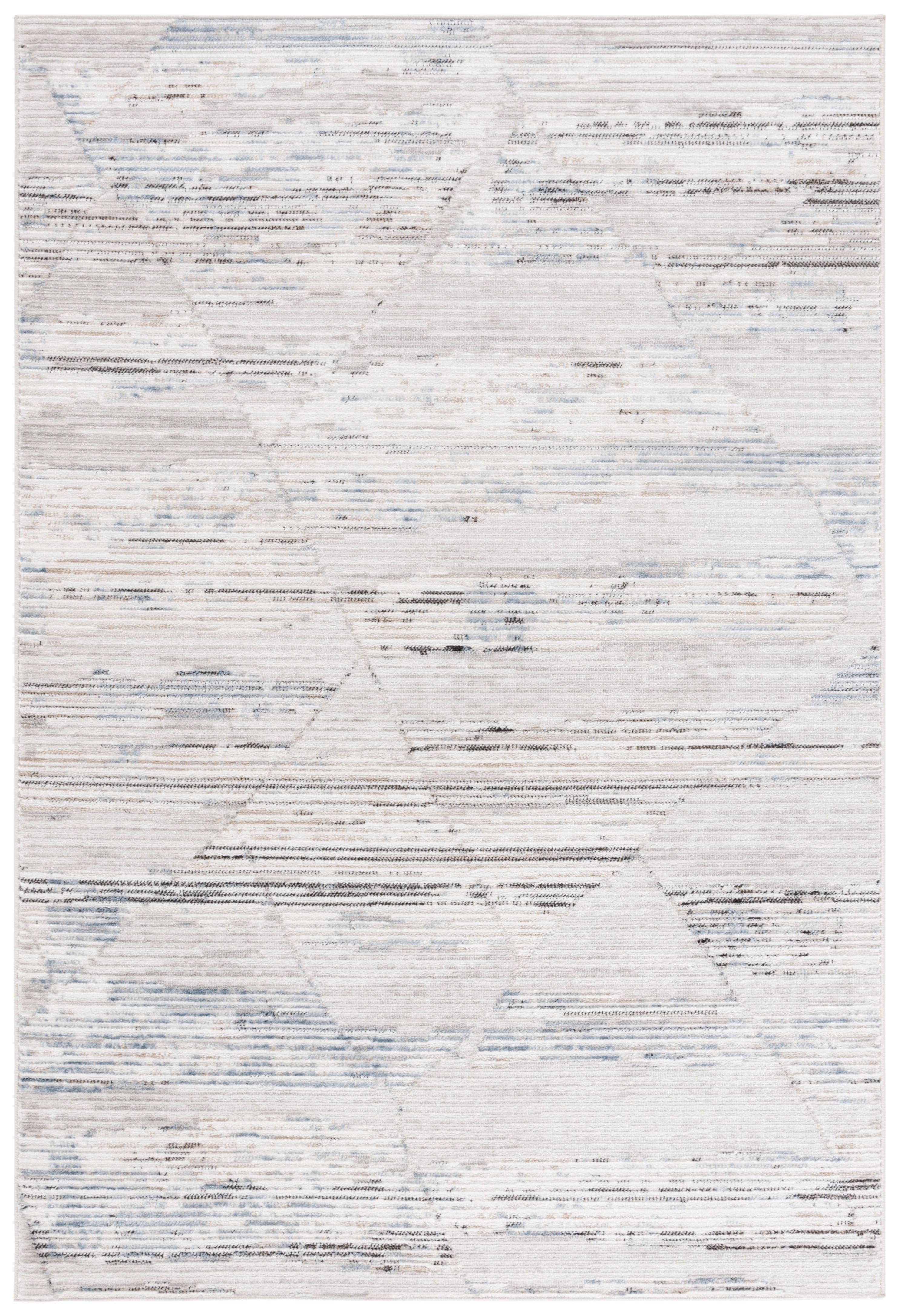 Ivory and Beige Rectangular Stain-Resistant Synthetic Area Rug