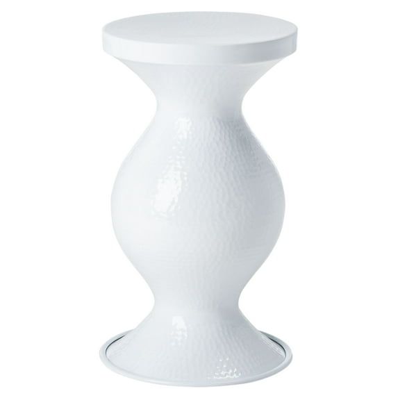 Astrid 24" White Hammered Aluminum Stool