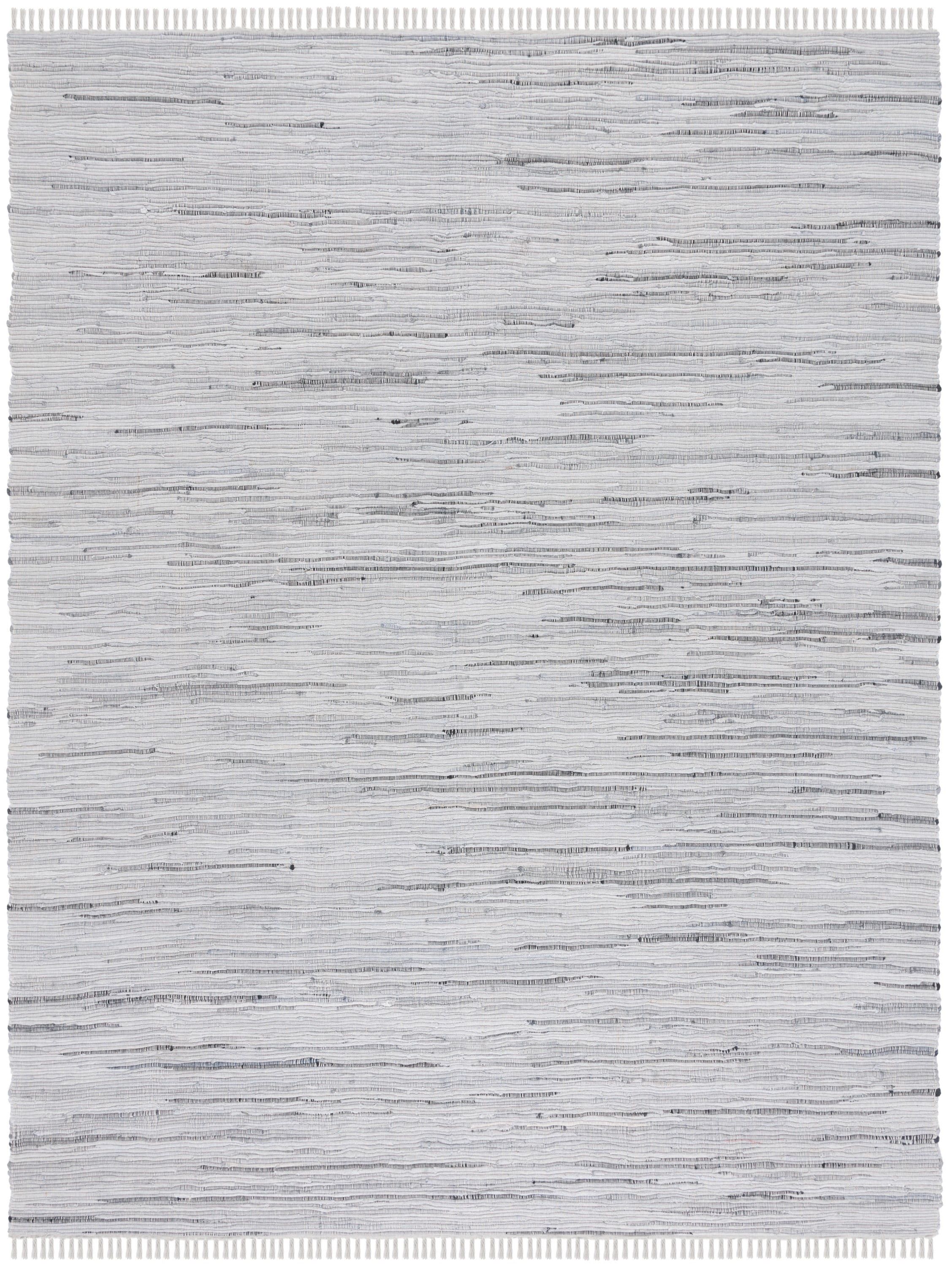 Gray Striped Handwoven Cotton Area Rug, 10' x 14'