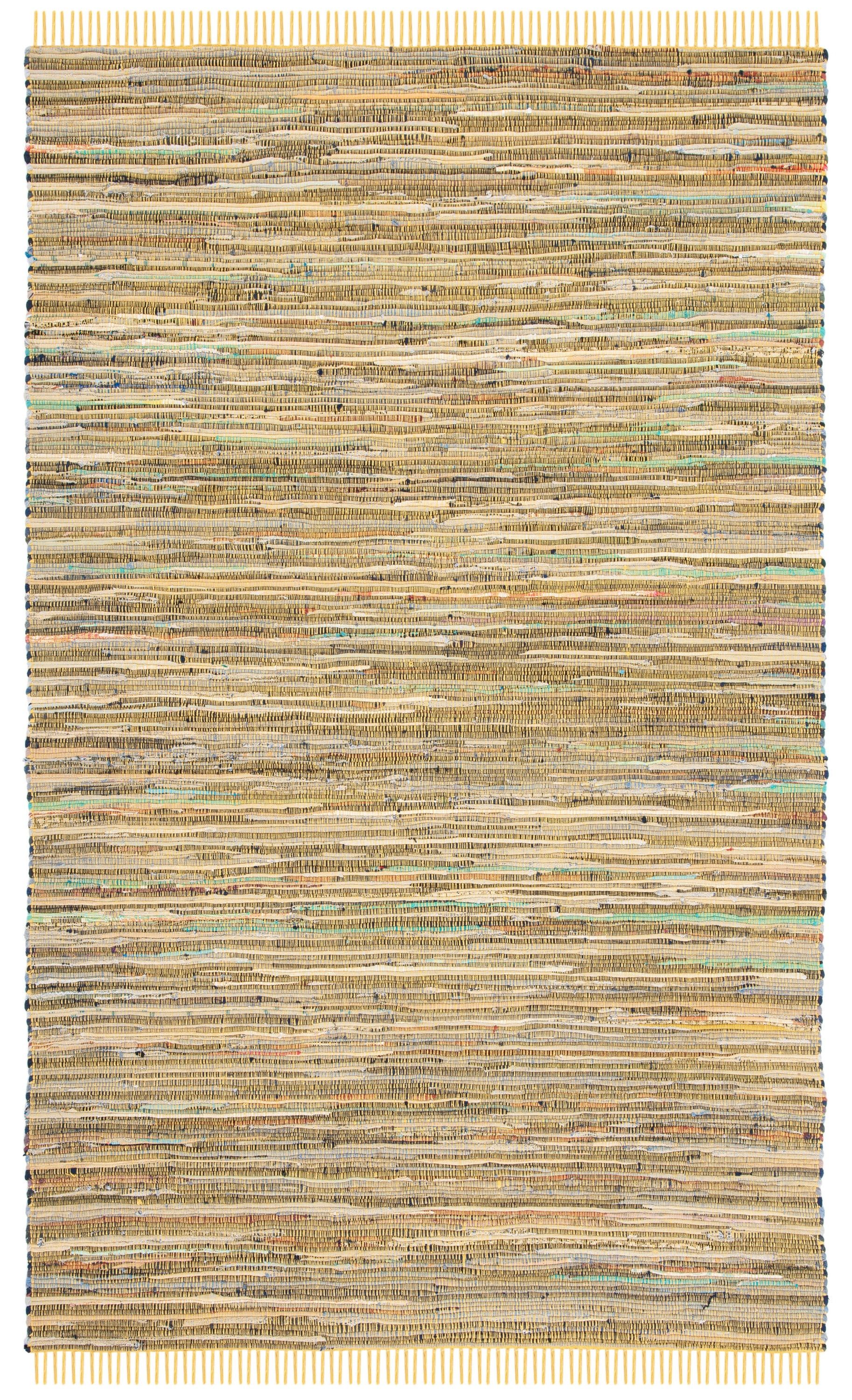 Handwoven Vibrant Yellow Multi-Color Cotton Area Rug, 5' x 8'