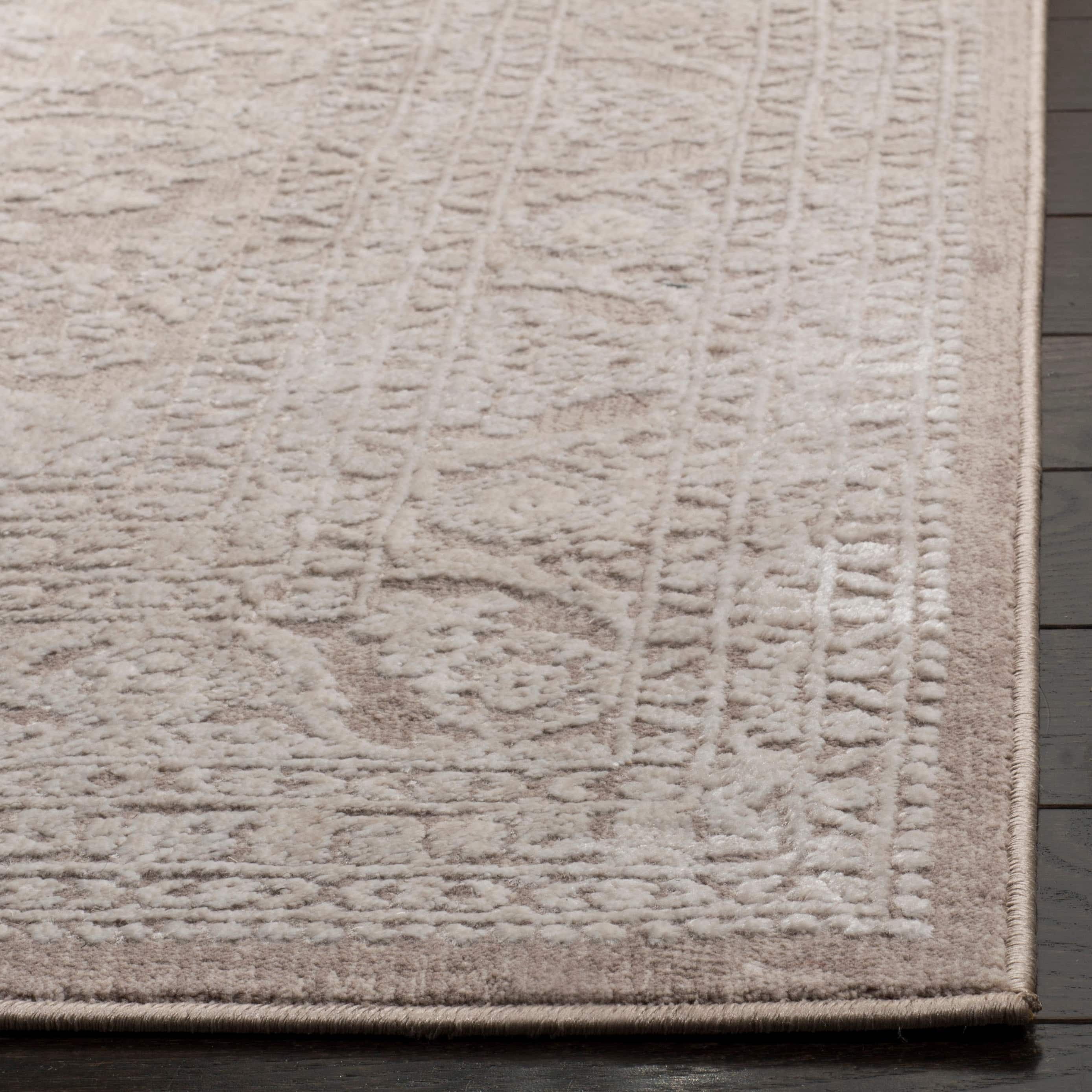 Beige and Cream Synthetic 4' x 6' Boho Area Rug