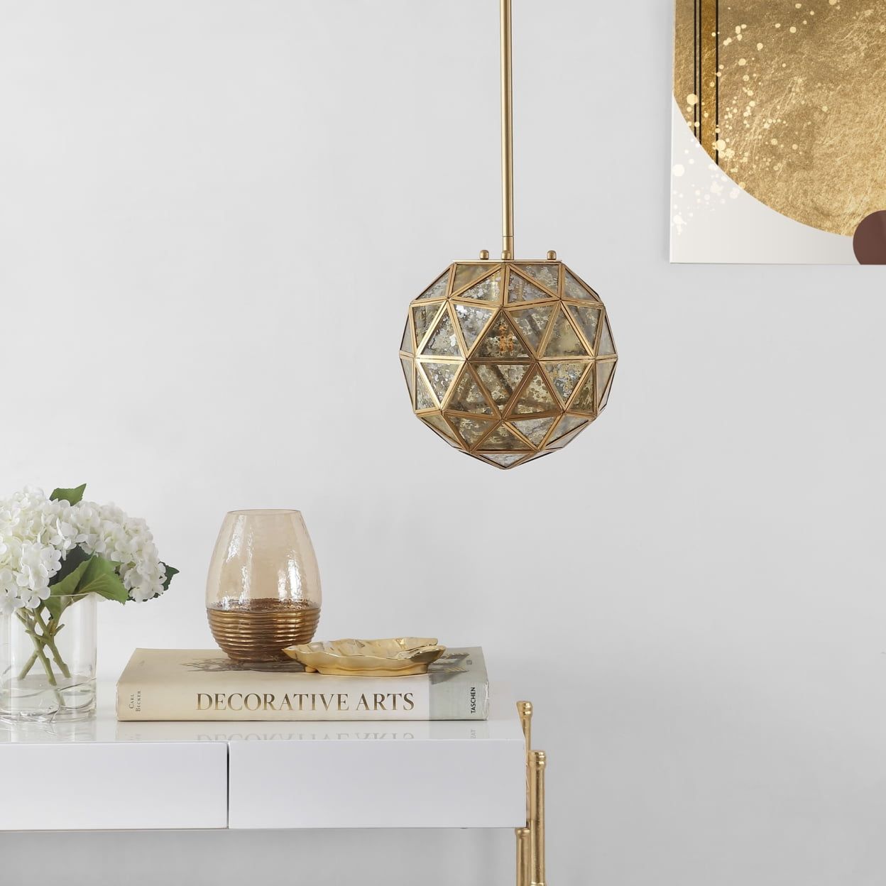 Radiant Shimmer 16" Gold & Clear Glass Globe LED Pendant