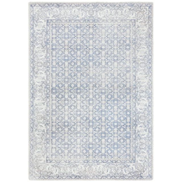 Handmade Blue Wool and Viscose Tufted Rectangular Rug, 3' x 5'