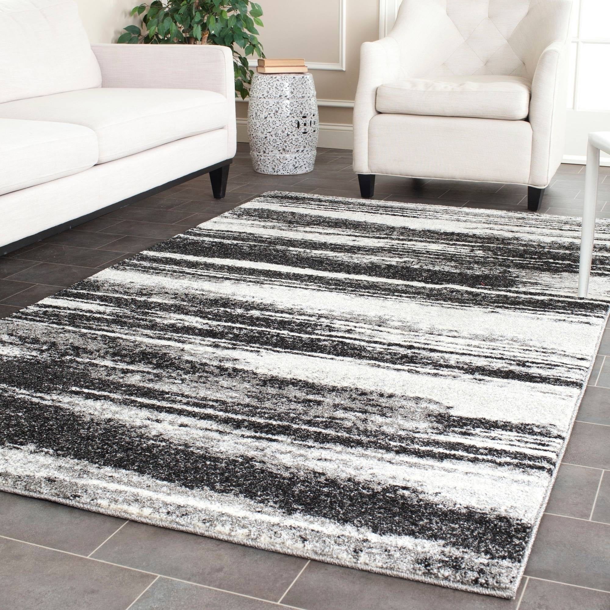 Reversible Abstract Gray Shag Rug 10' x 14' - Easy Care & Stain-resistant