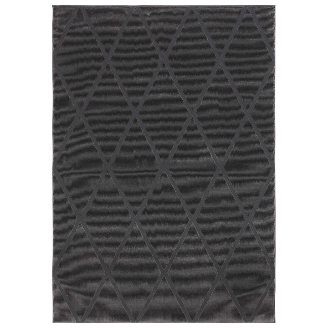 Subtle Chic Gray Synthetic 9' x 12' Easy-Care Rectangular Rug