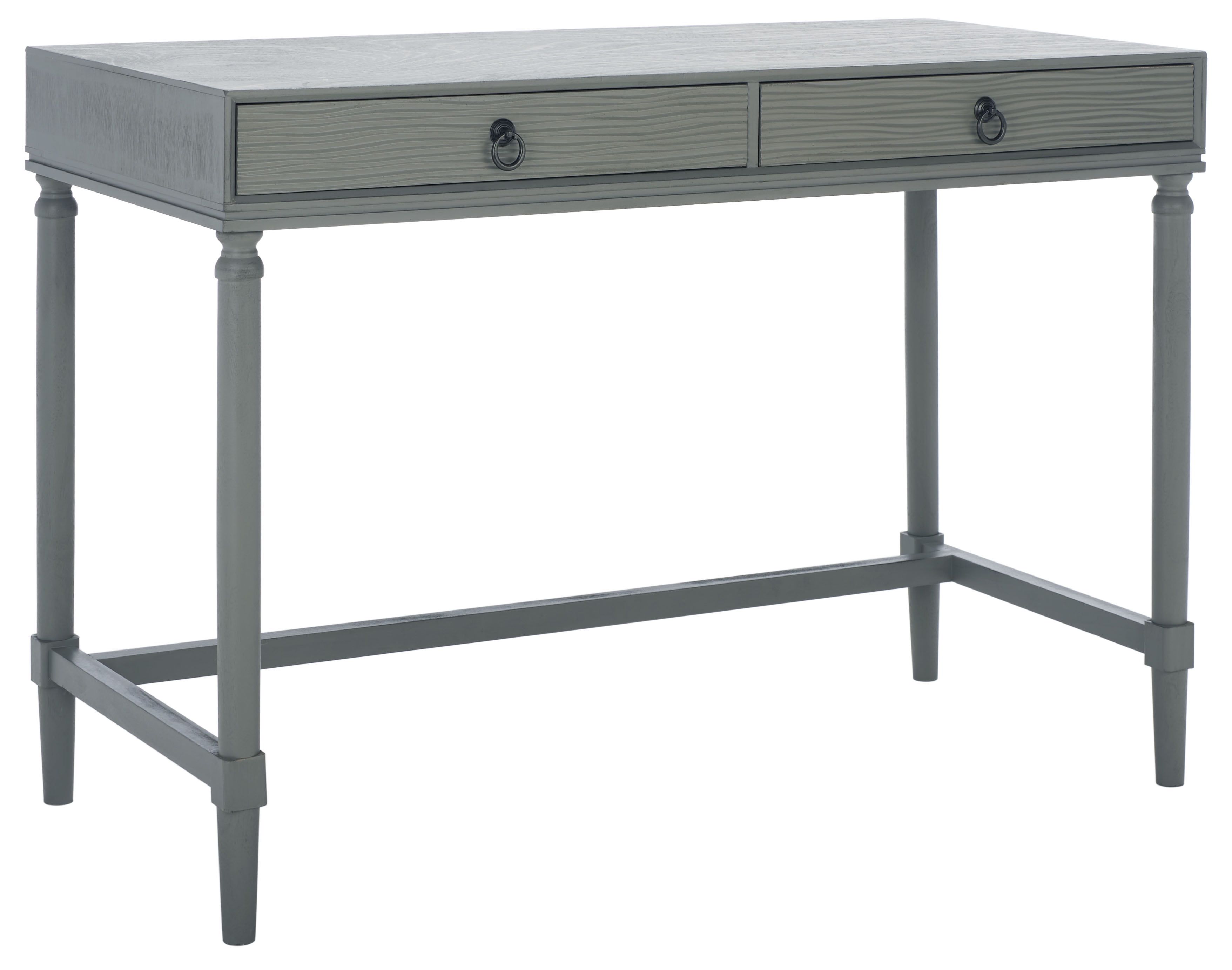 Aliyah Distressed Grey Solid Wood 2-Drawer Desk