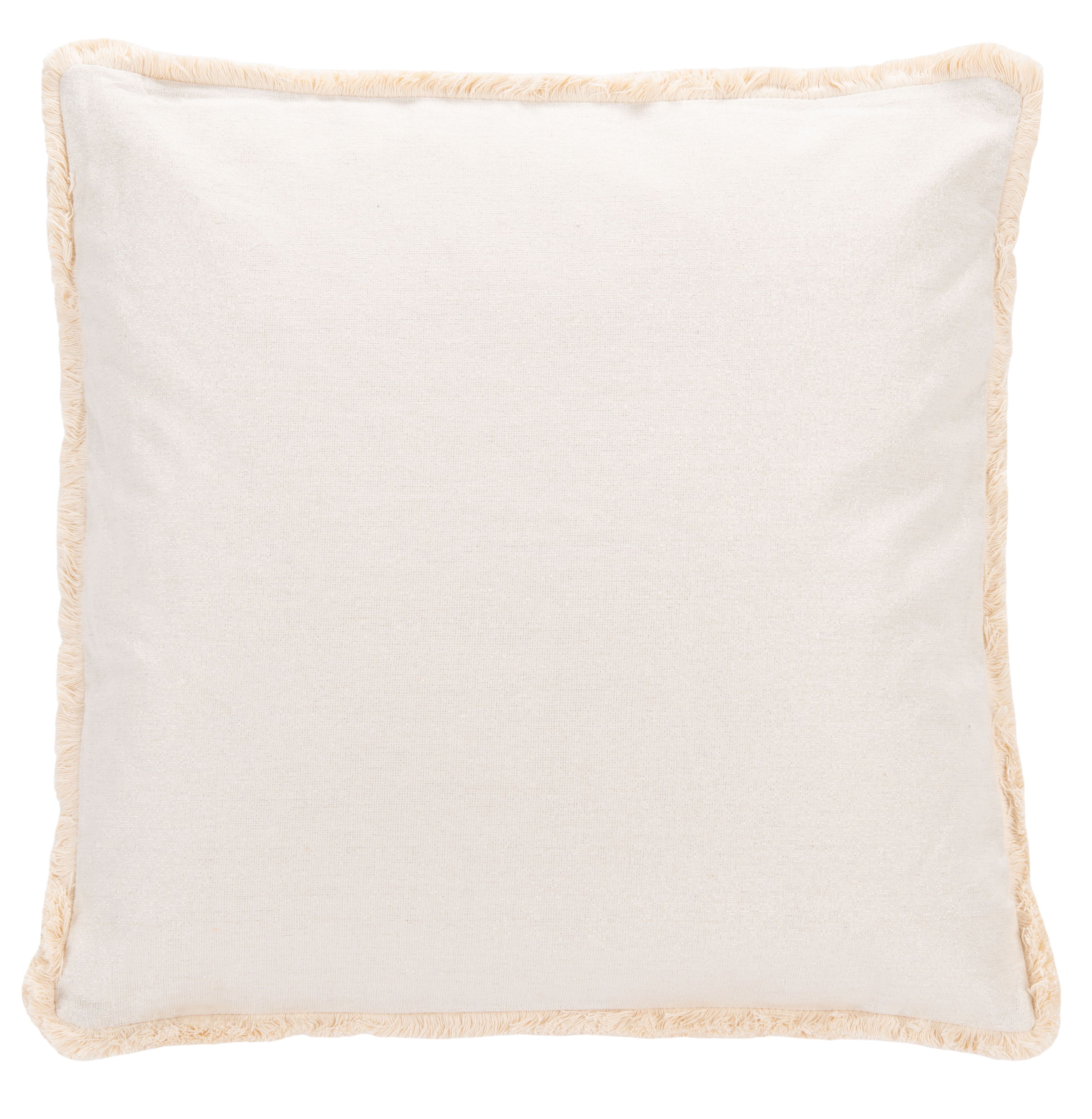 Rinley 19" Square Off-White Cotton Blend Throw Pillow