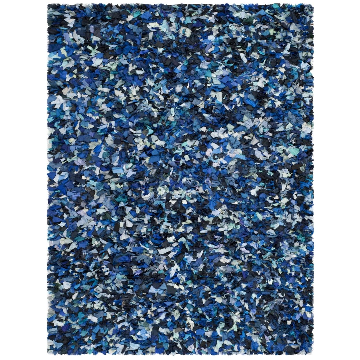 Handmade Blue Tufted Shag Rectangular Area Rug 45" x 27"