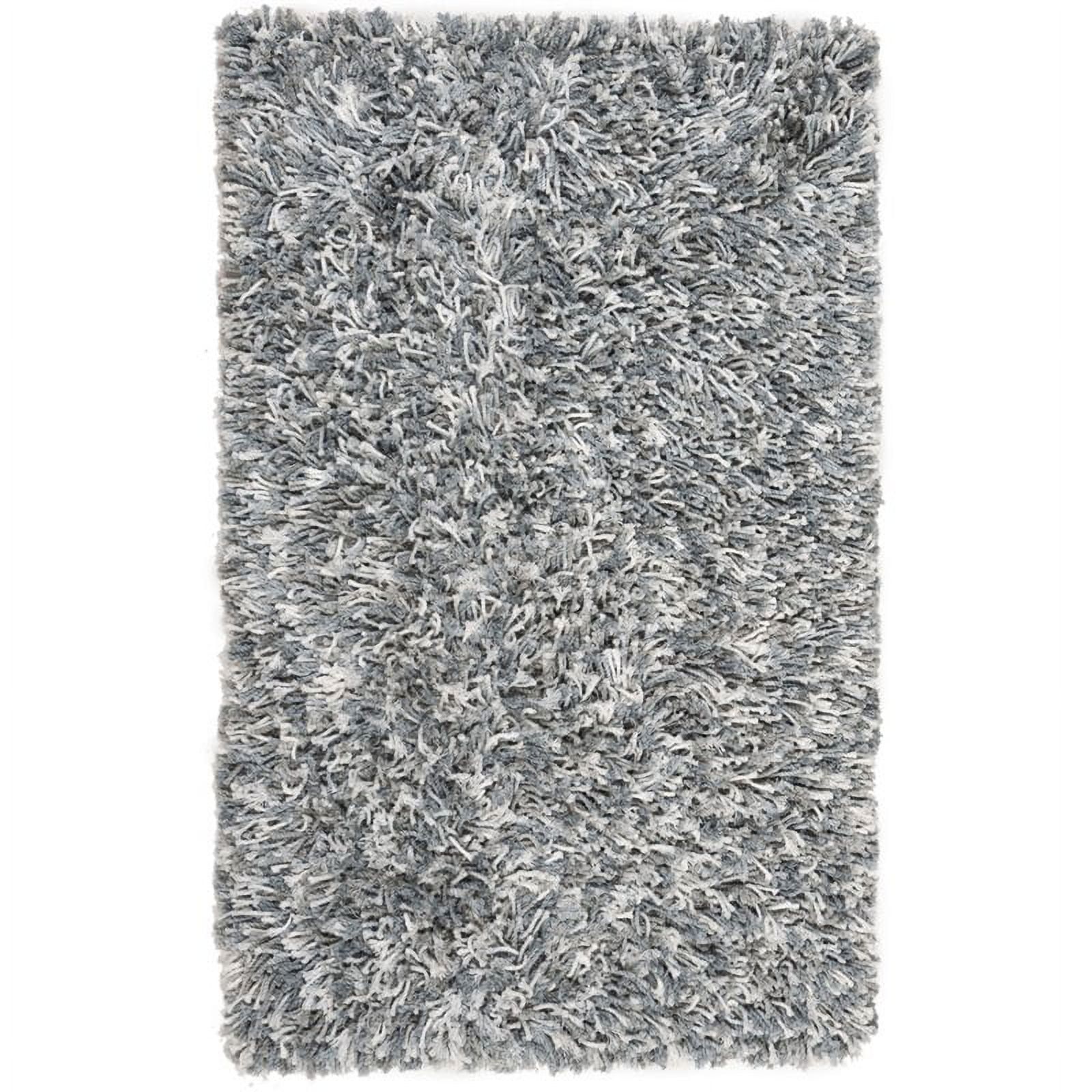 Hand-Tufted Grey Ivory Synthetic Shag Area Rug, 5' x 8'