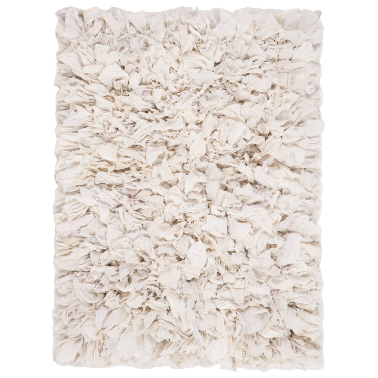 Handmade Creme Shag Rug with Ultra Silky Synthetic Fibers - 27" x 7"