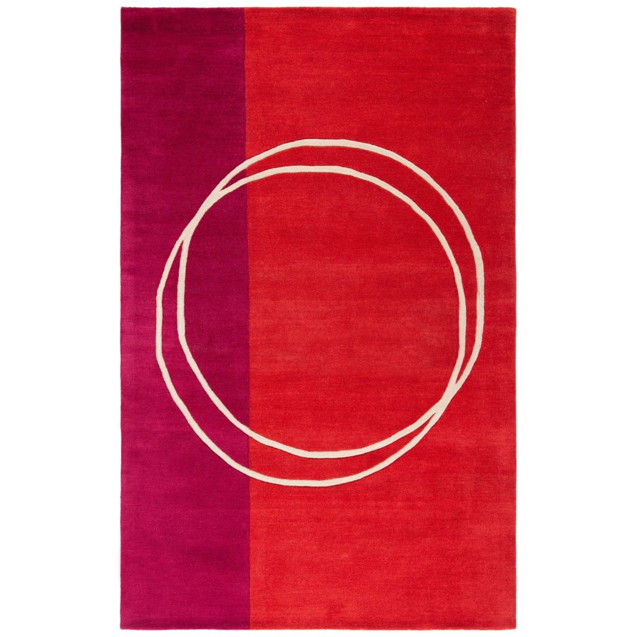 Handmade Red and Purple Wool Tufted Area Rug, 5' x 8'