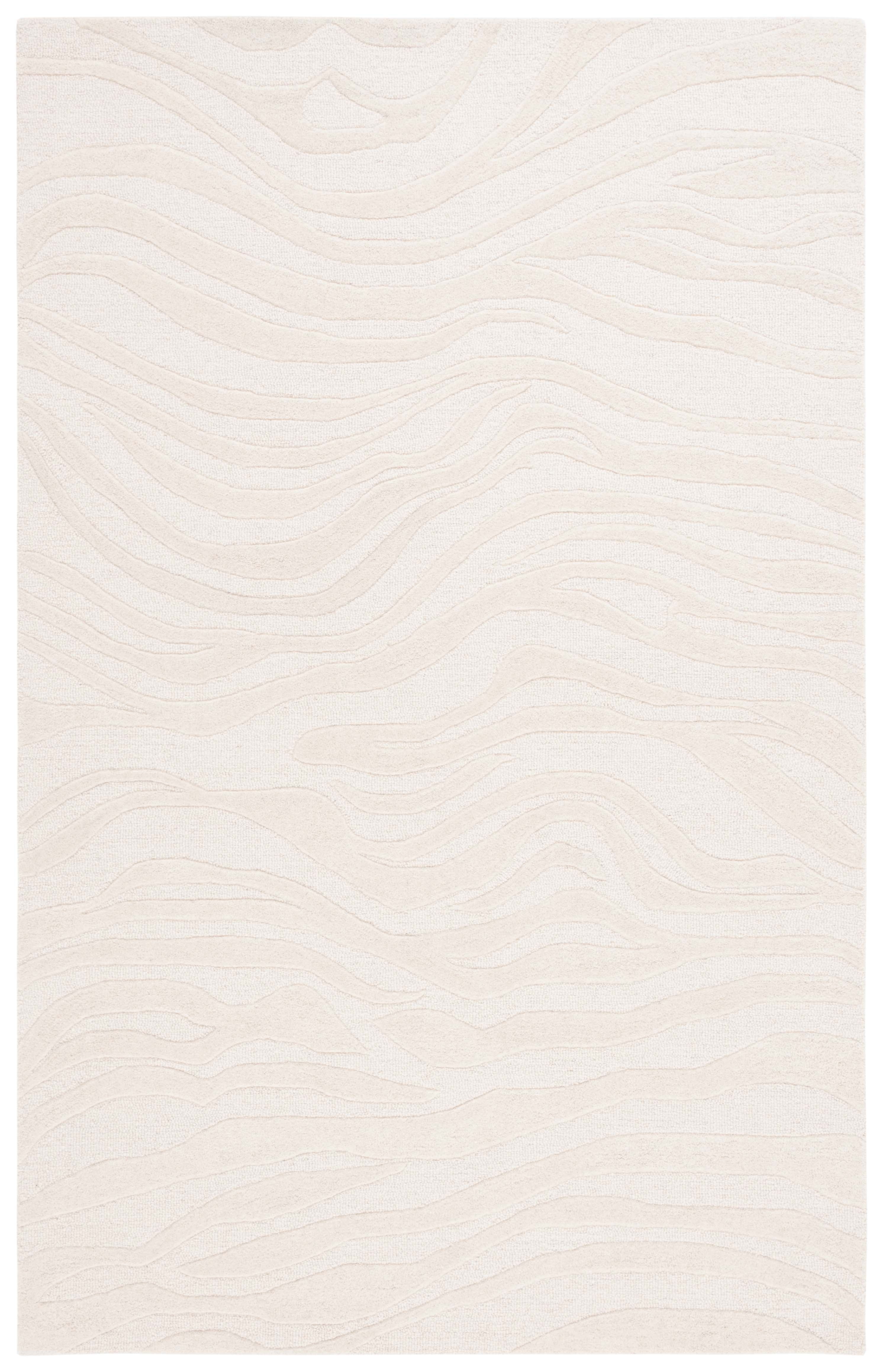 Ivory Hand-Tufted Wool Abstract 5' x 8' Area Rug