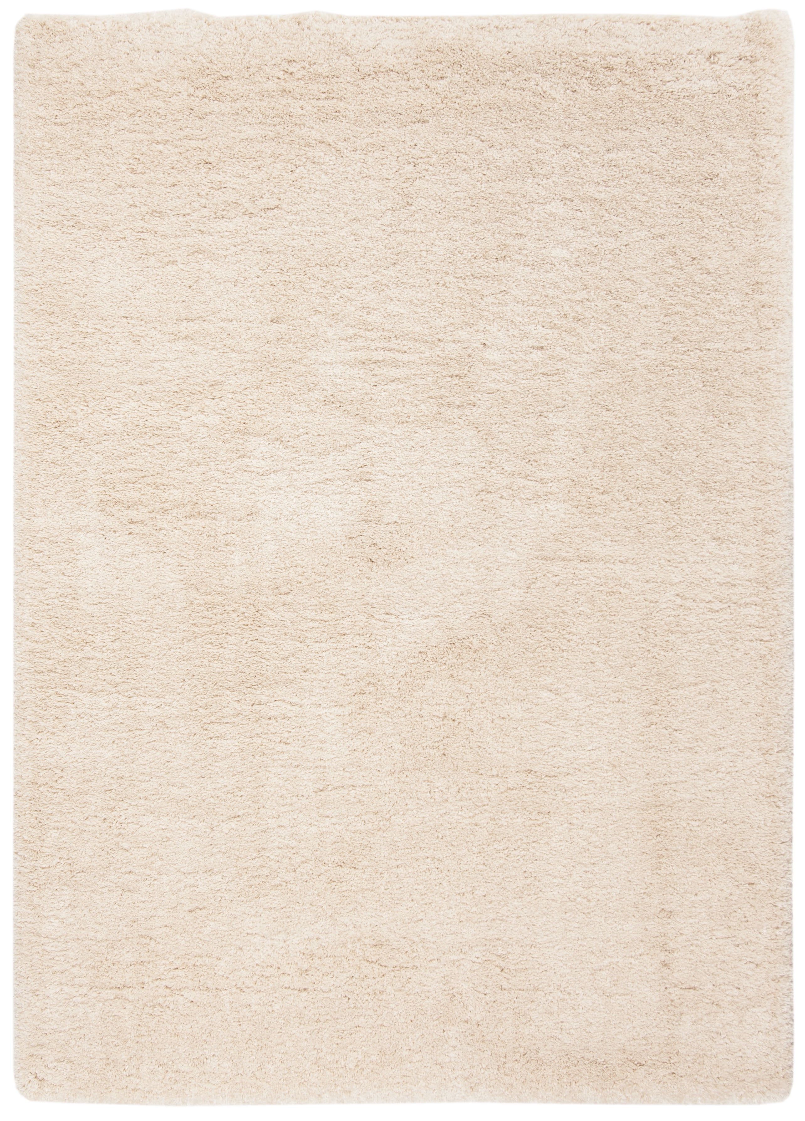 Beige Rectangular Synthetic Shag Area Rug 5'3" x 7'6"