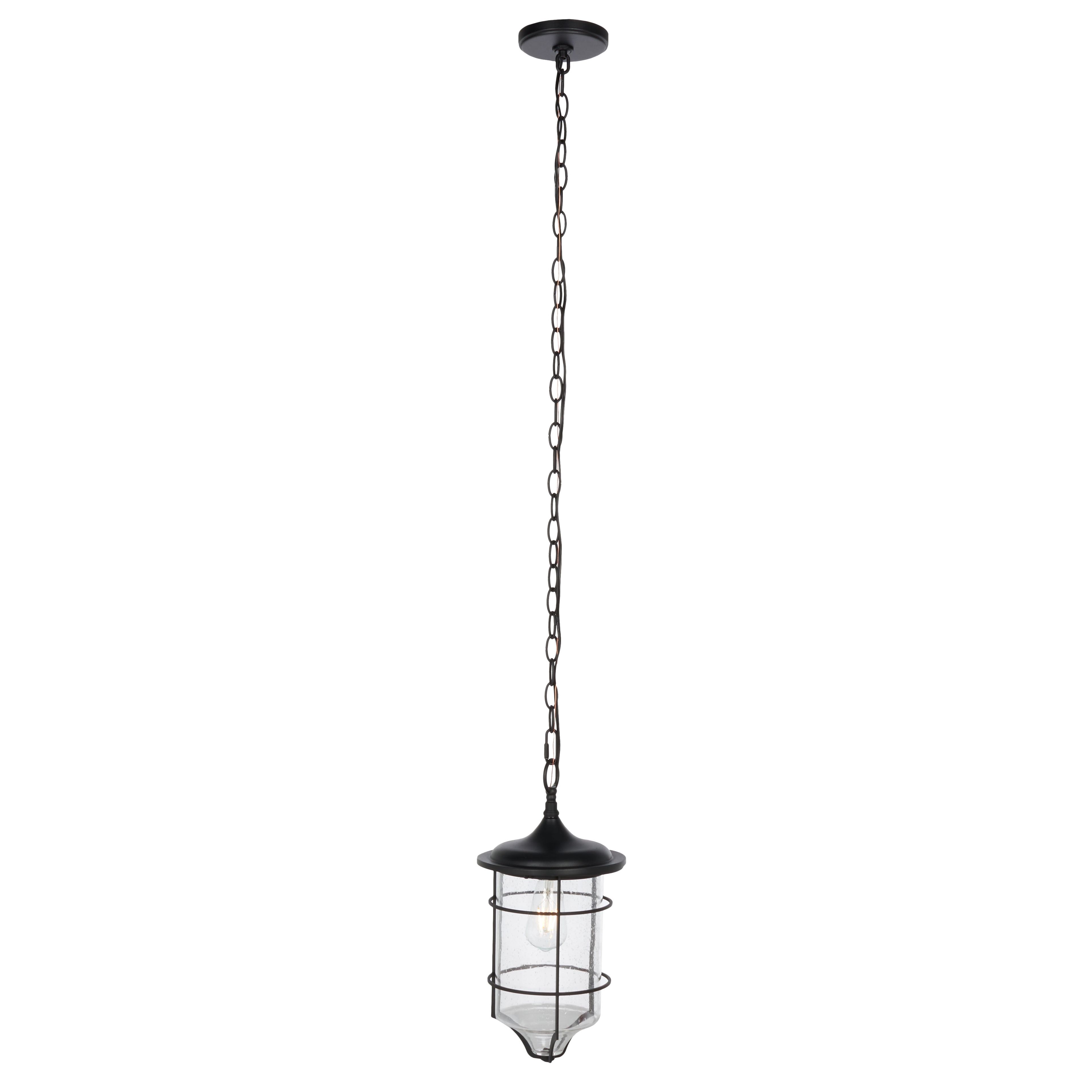 Elliptical Bronze Metallic 18" Glass Outdoor Pendant Light