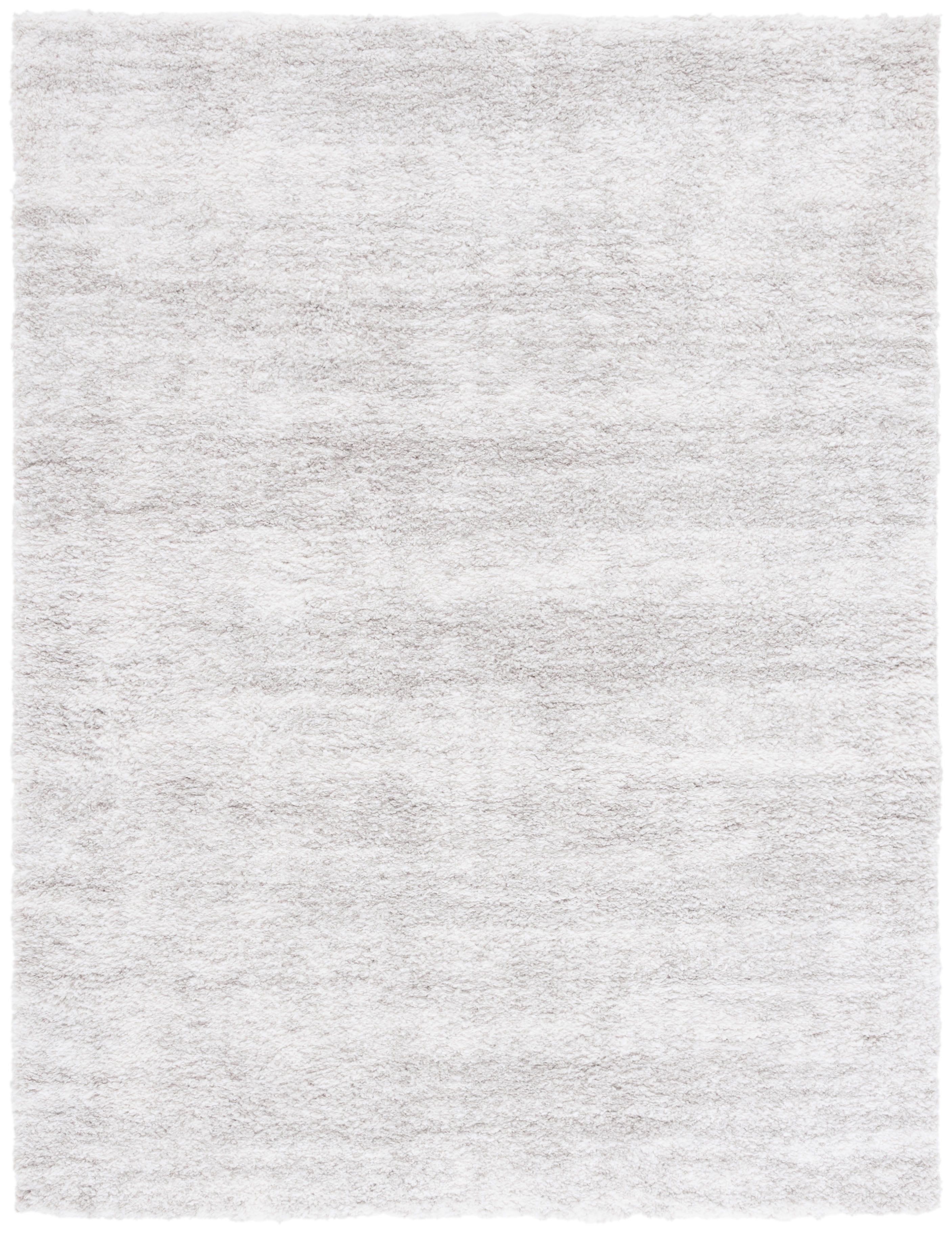 Gray and Ivory Rectangular Synthetic Shag Area Rug, 5'3" x 7'6"