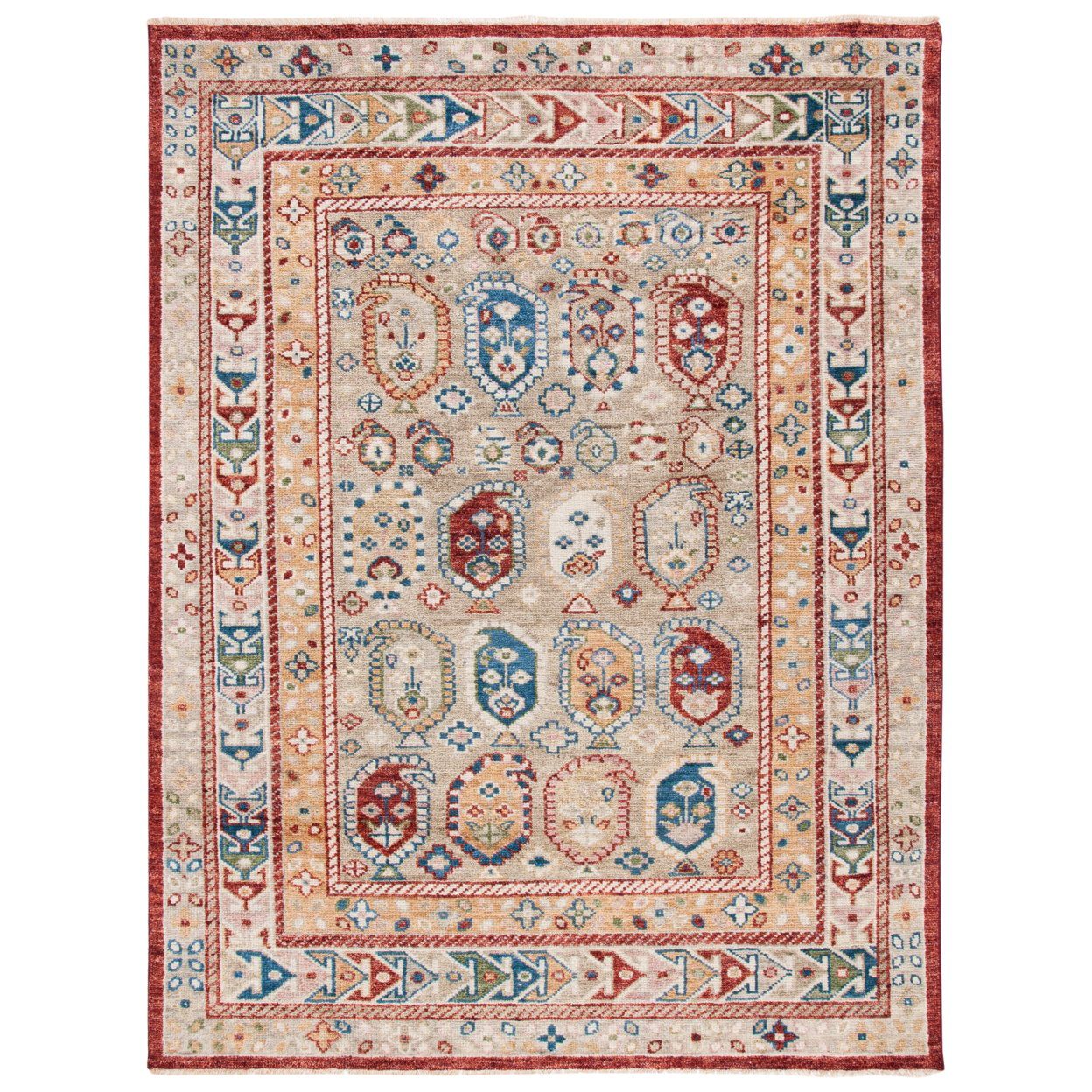 Hand-Knotted Red Wool 8' x 10' Area Rug