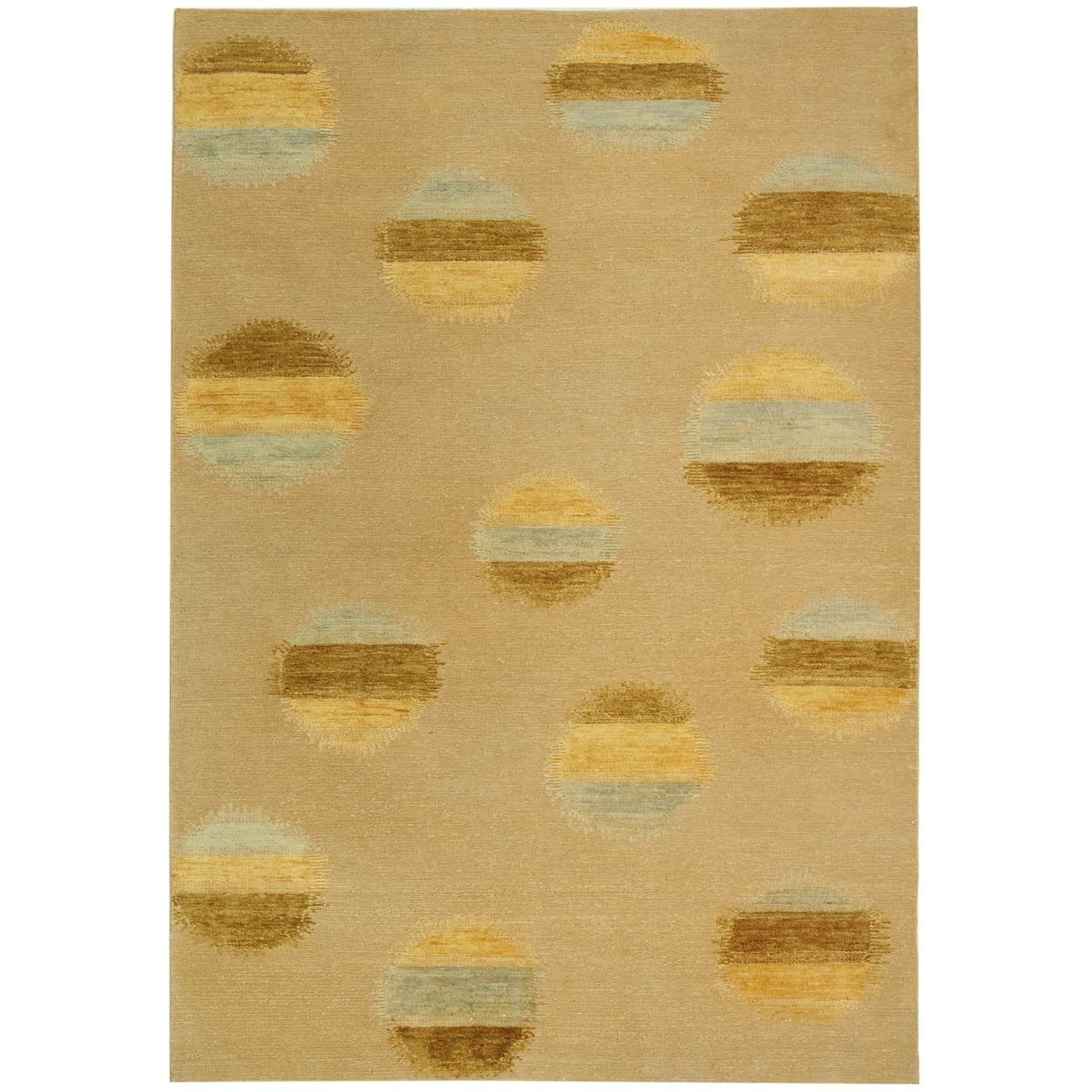 Beige Hand-Knotted Wool Geometric 6' x 9' Area Rug