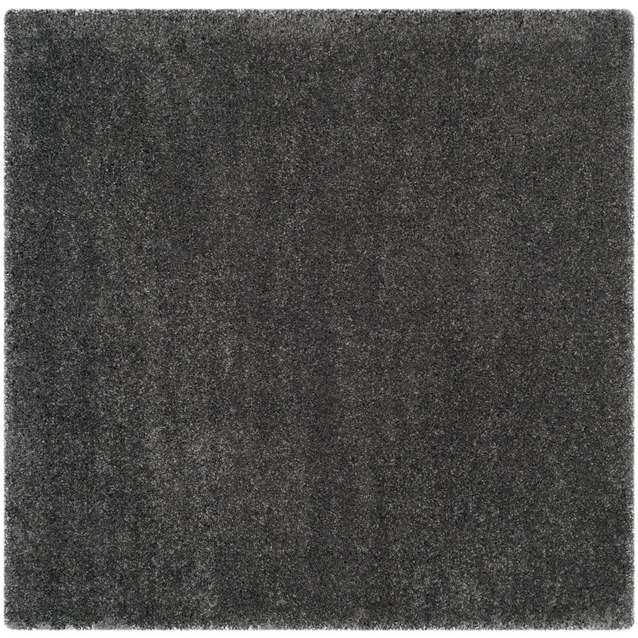 Dark Grey Square Synthetic Shag Area Rug, 6'7"