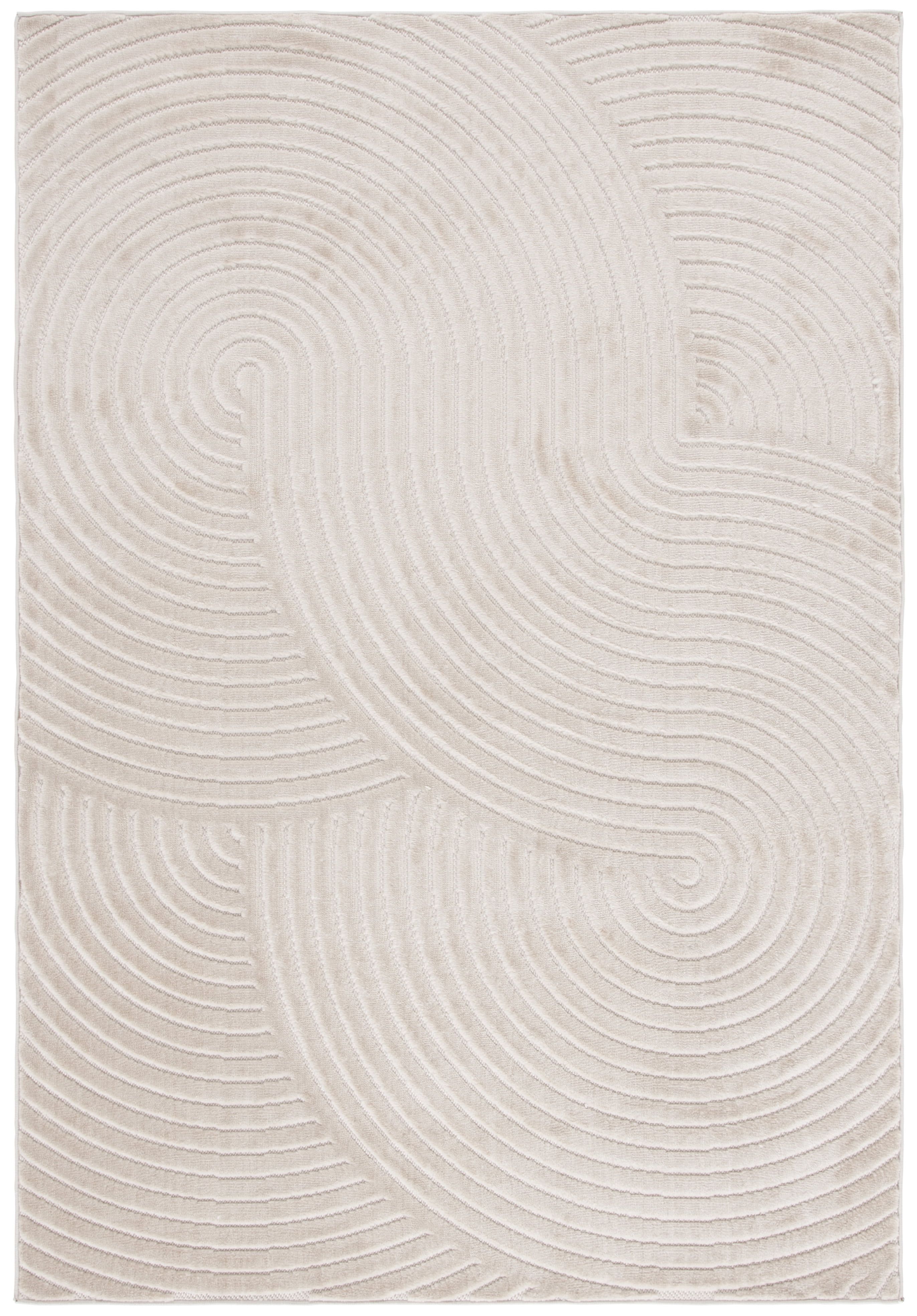 Ivory Abstract 4' x 6' Stain-Resistant Synthetic Rug