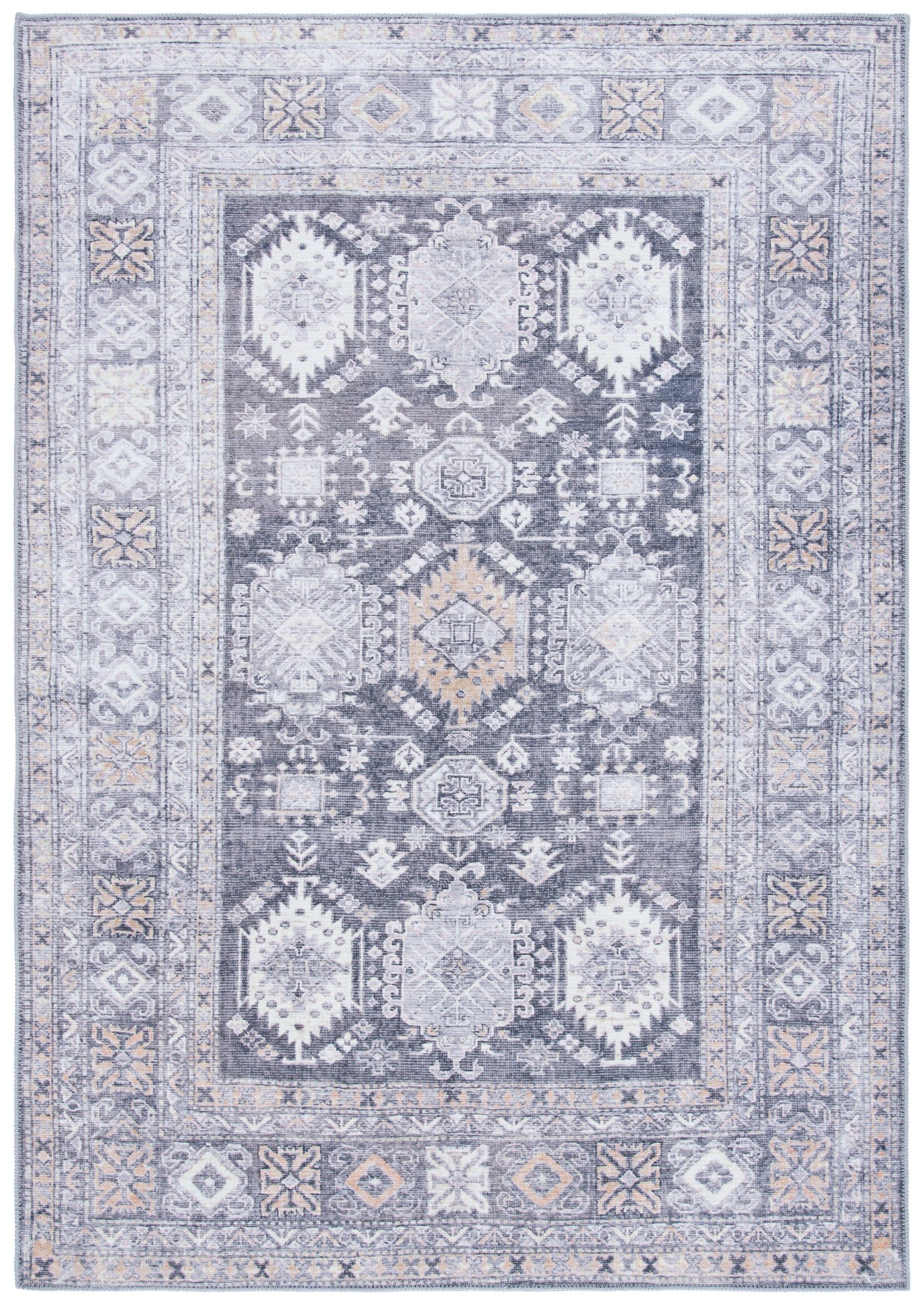 Serapi Gray and Beige Washable Rectangular Area Rug