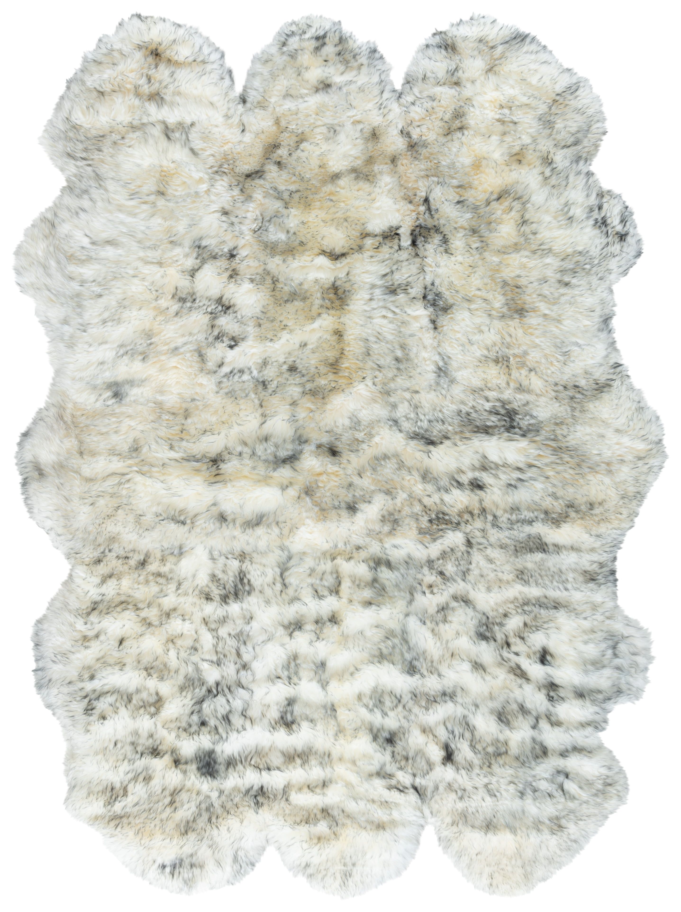 Ivory and Smoke Grey Rectangular Sheepskin Shag Rug
