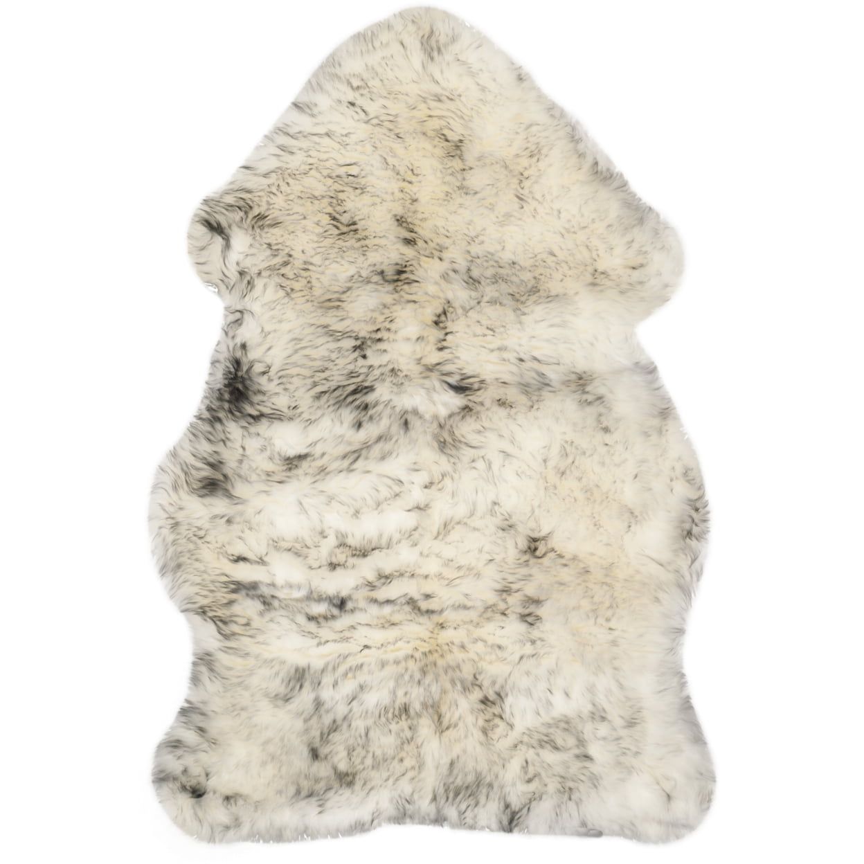 Handmade Ivory and Smoke Grey Sheepskin Shag Area Rug, 2' x 3'