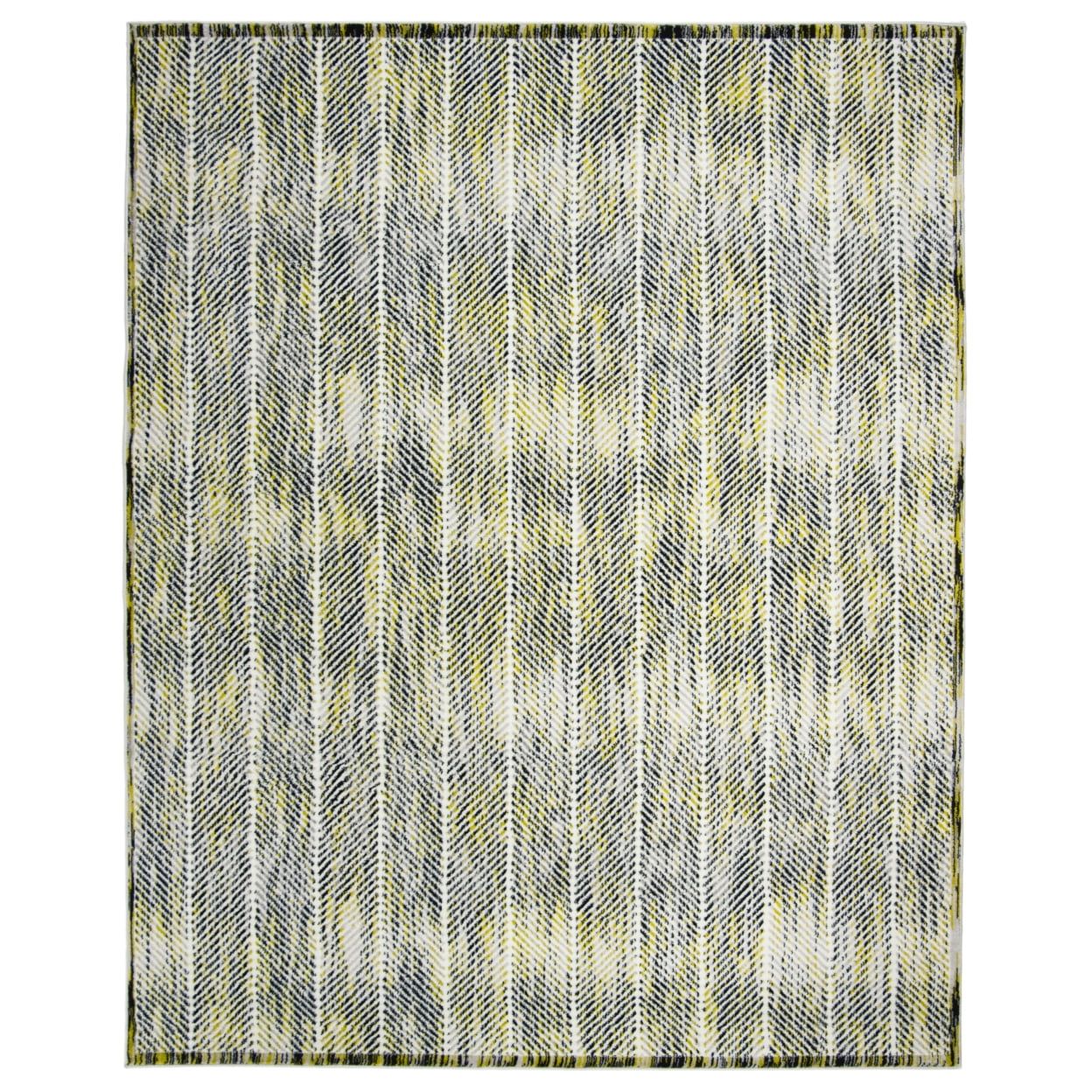 Skyler Grey and Green 8' x 10' Striped Synthetic Area Rug