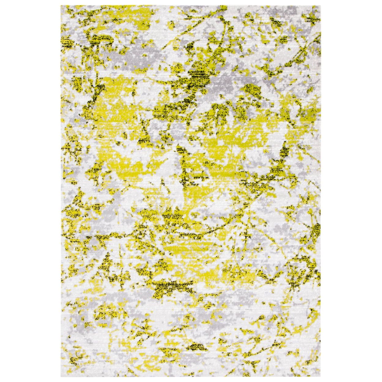 Skyler Gray and Yellow Medallion 8' x 10' Synthetic Area Rug