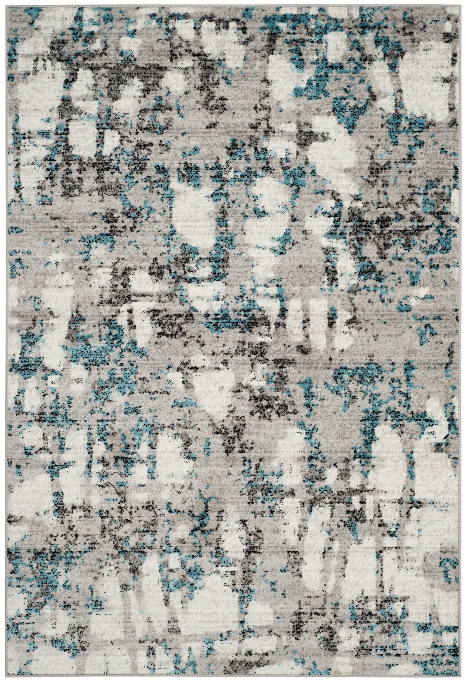 Reversible Abstract Gray Synthetic 6' x 9' Easy Care Rug