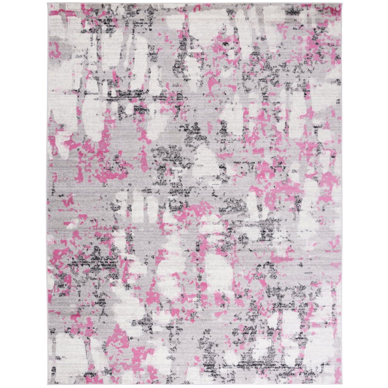 Gray and Pink Medallion 10' x 14' Stain-Resistant Rug