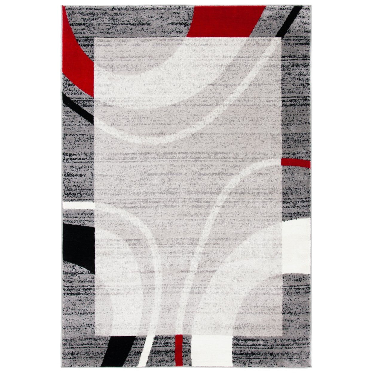 Skyler Gray and Red Medallion Synthetic Area Rug 8' x 10'