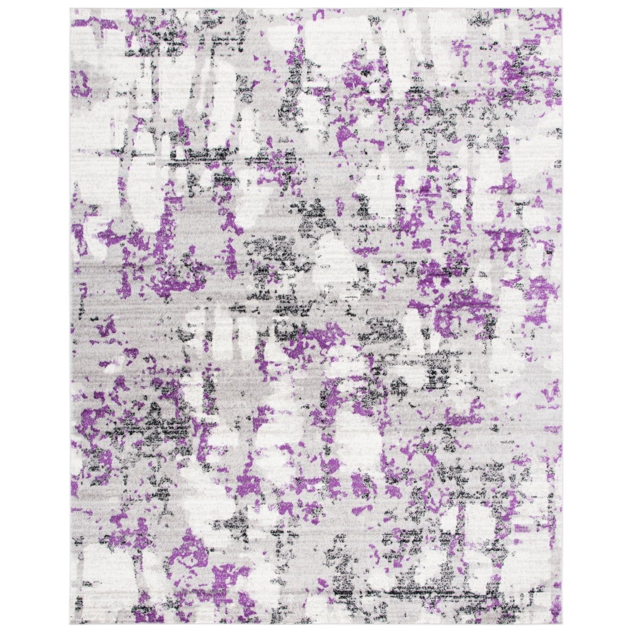 Abstract Grey & Purple Synthetic 6' x 9' Easy-Care Rug