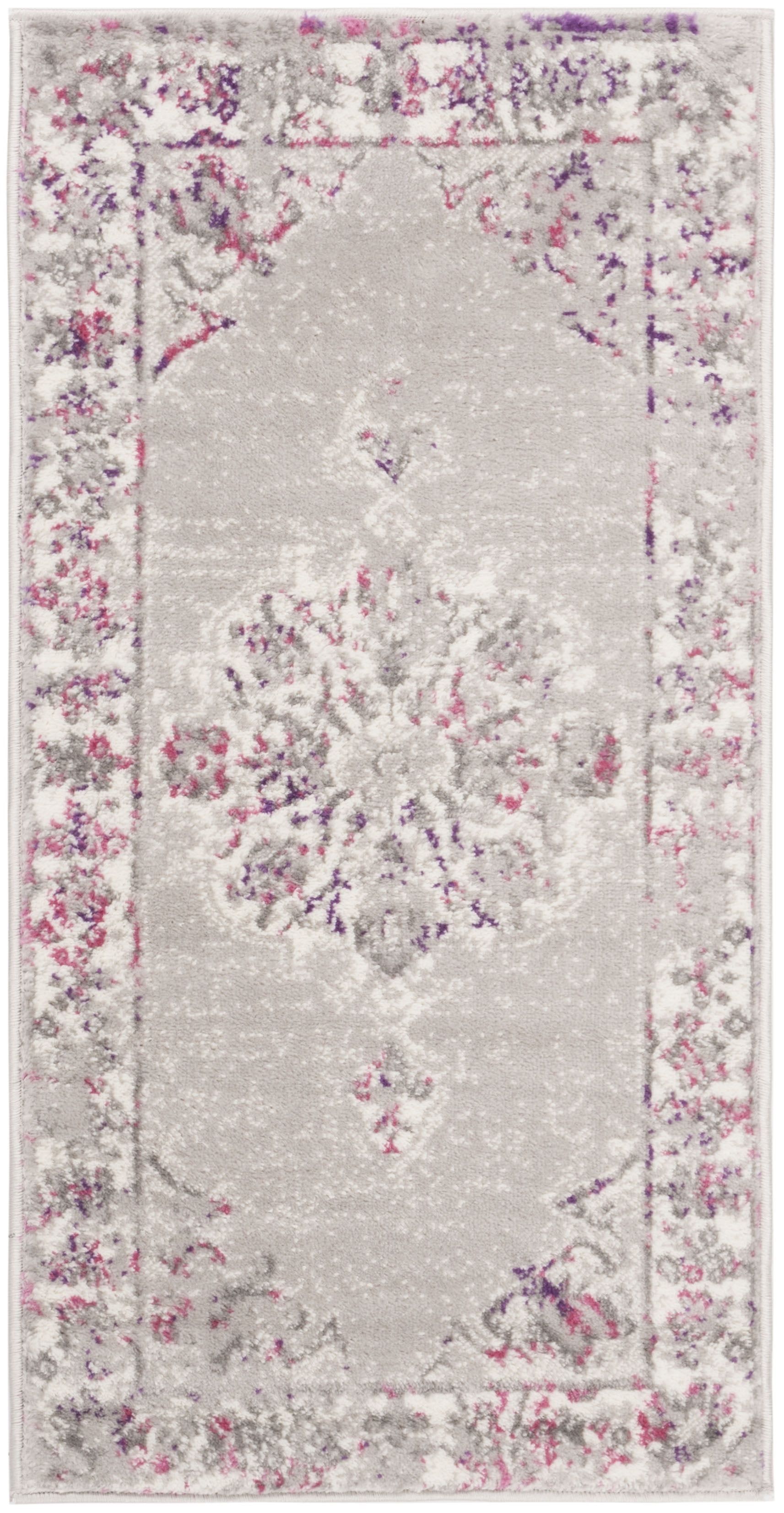 Lilac Dreams Floral Synthetic 2' x 4' Easy-Care Area Rug