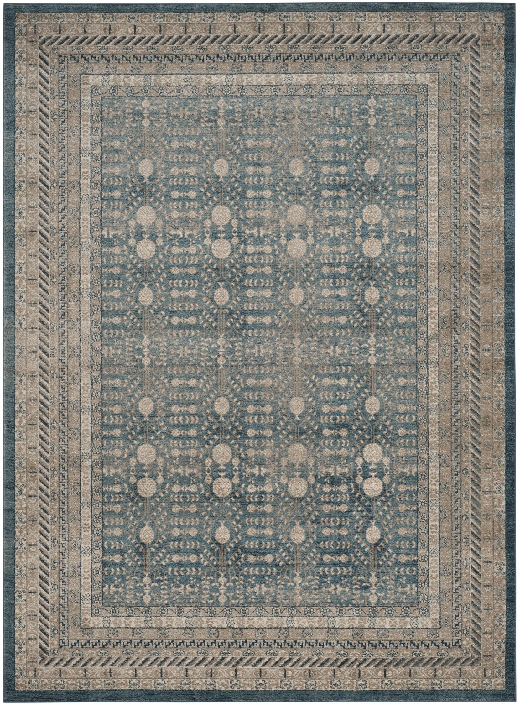 Sofia Blue and Beige 9' x 12' Synthetic Rectangular Area Rug