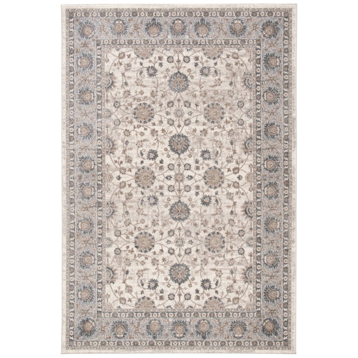 Ivory and Gray 8' x 10' Stain-Resistant Area Rug