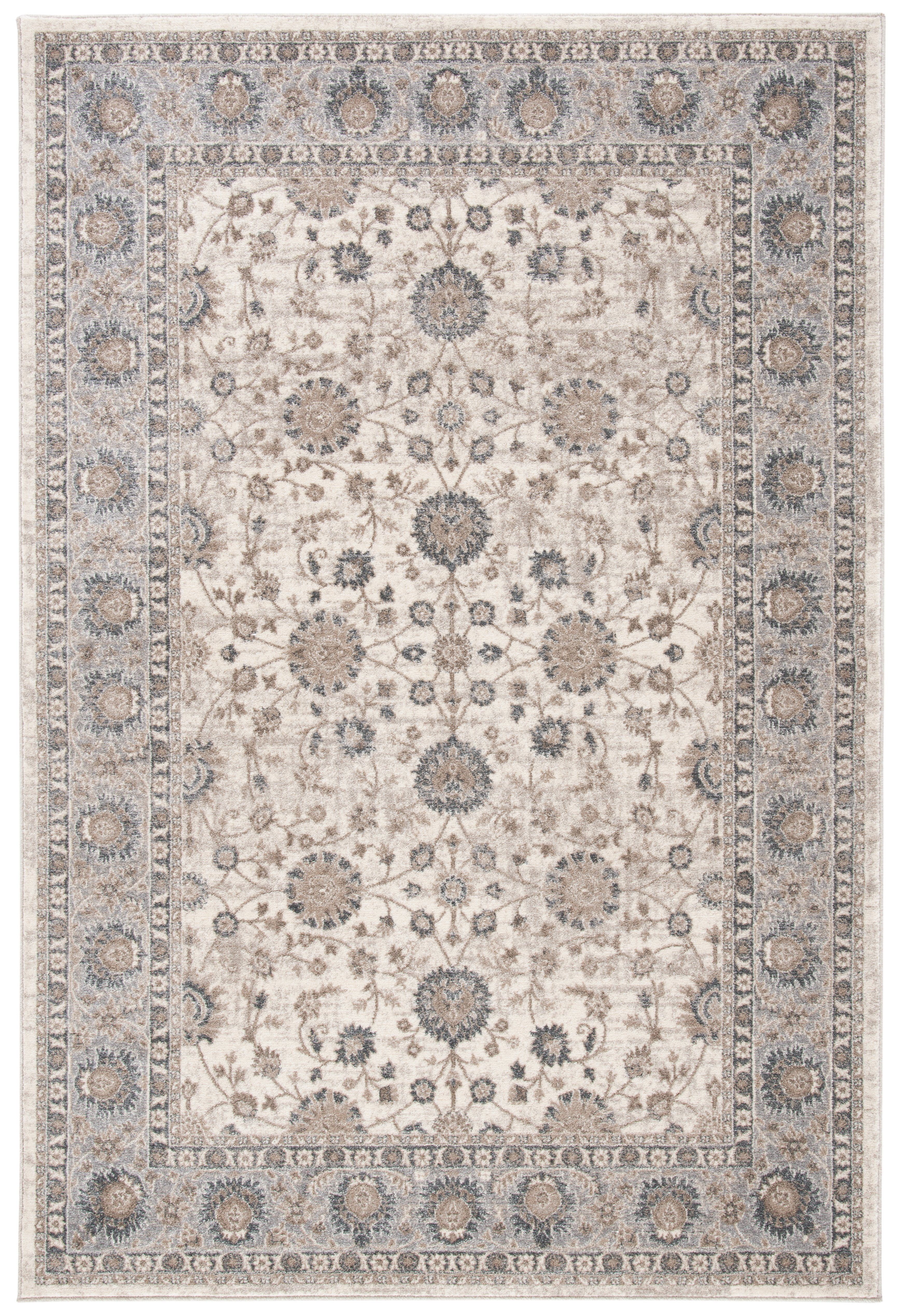 Ivory and Gray 8' x 10' Stain-Resistant Area Rug