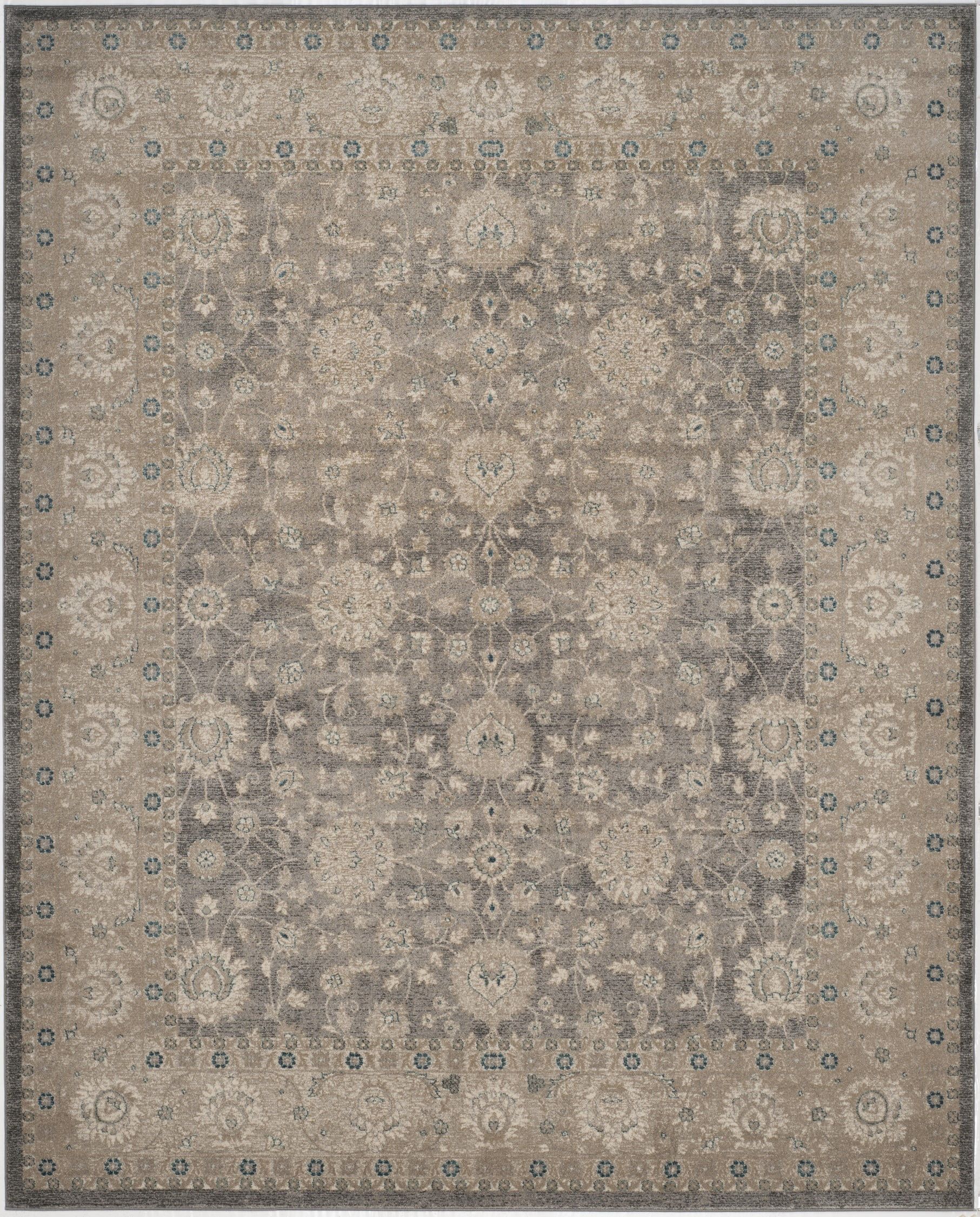 Gray and Beige Reversible Rectangular Wool Area Rug, 10' x 14'