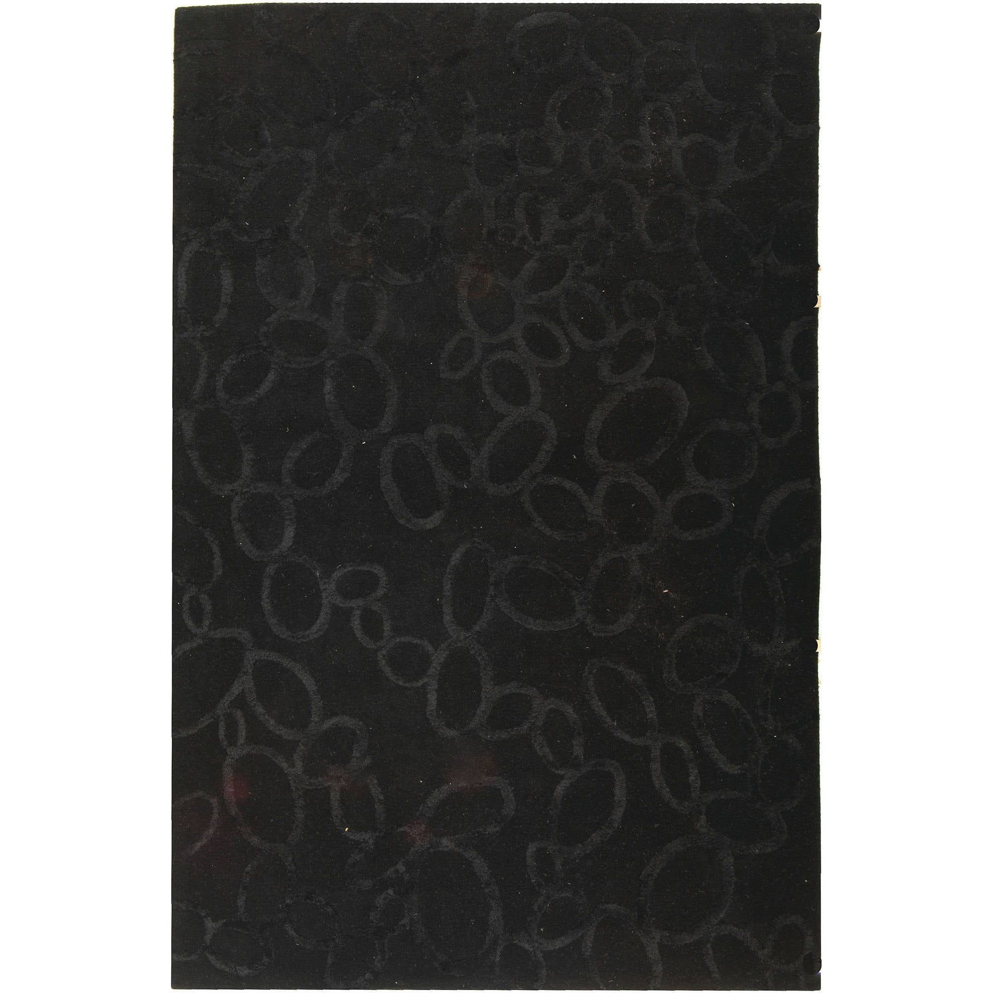 Handmade Black Wool and Viscose Tufted Rectangular Rug, 7' 6" x 9' 6"