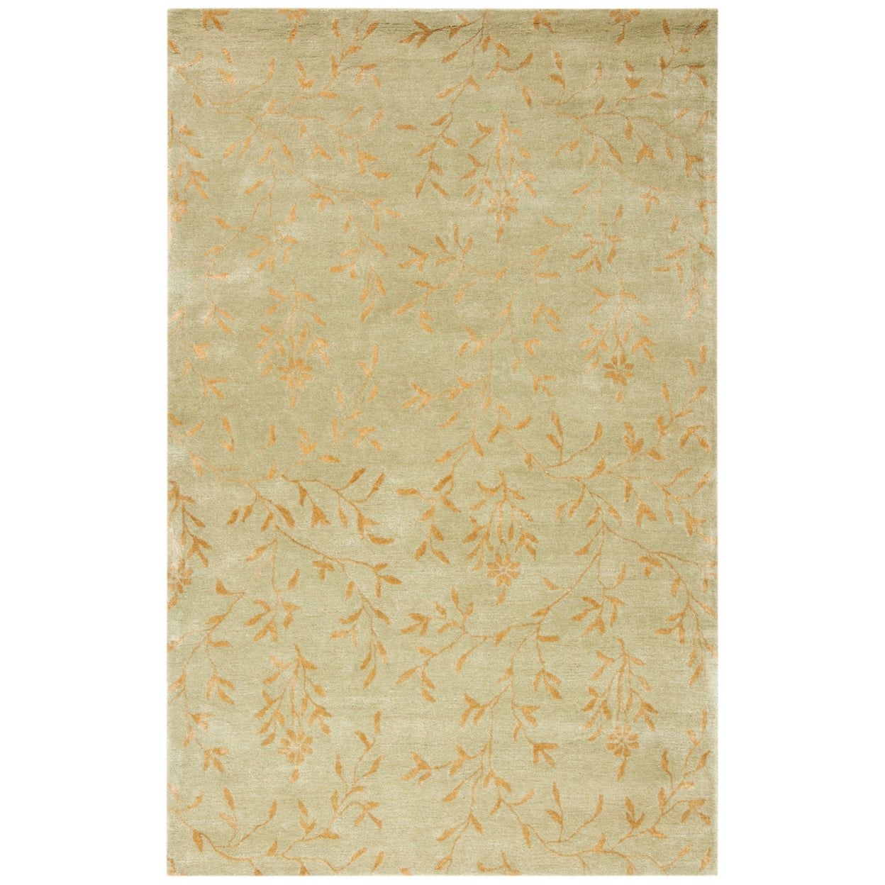 Sage and Rust Tufted Wool and Viscose Area Rug, 5' x 8'